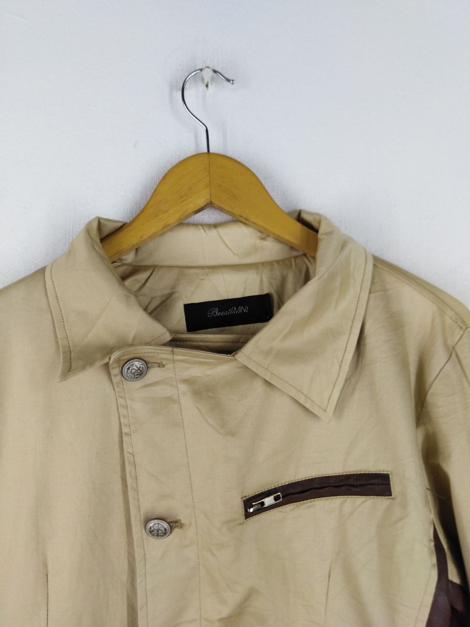 Japanese Brand × Vintage BREATHMINt MIXED KHAKI LEATHER BONDAGE JACKET BOTOK Size US M / EU 48-50 / 2 - 7 Thumbnail
