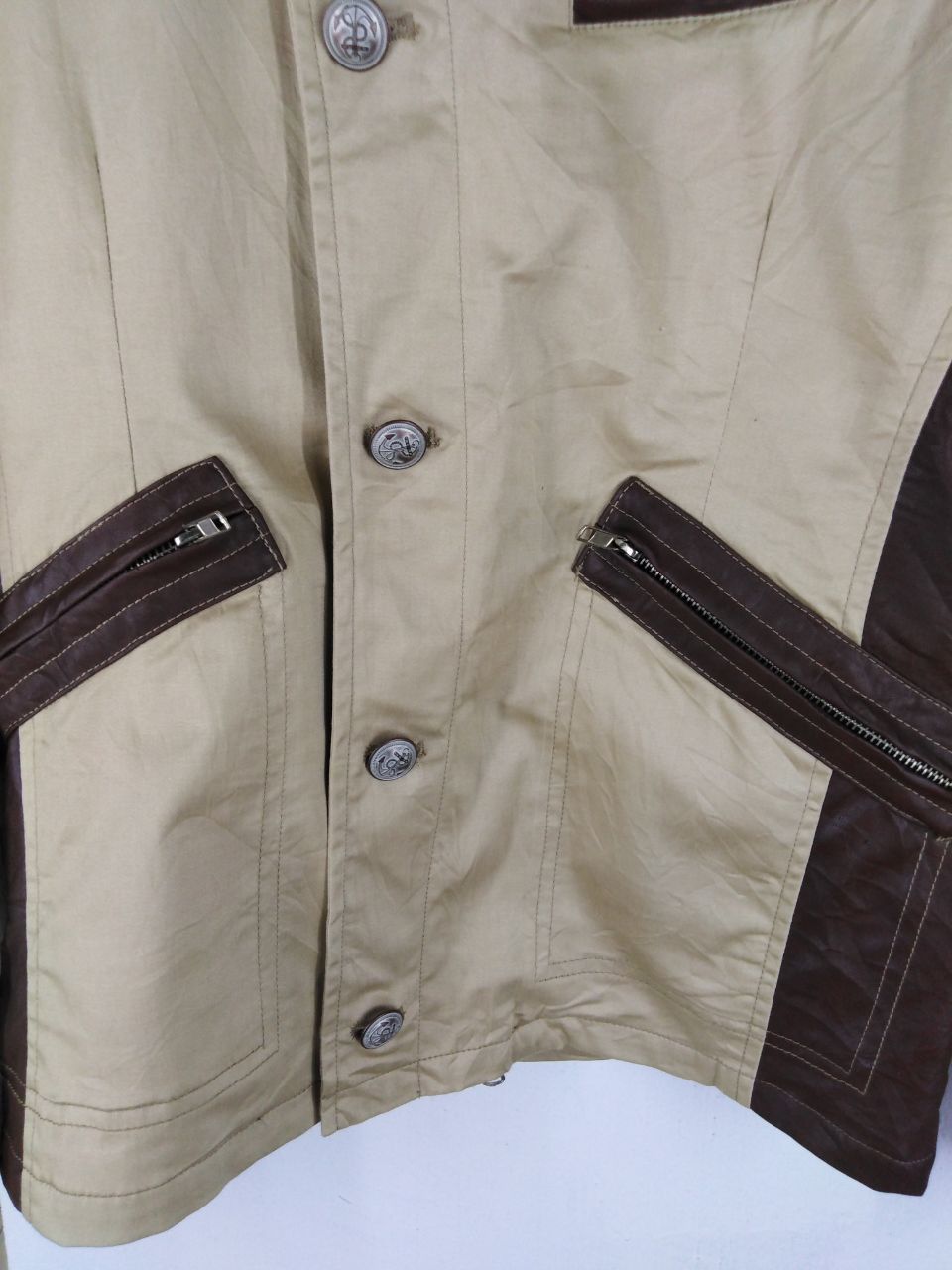 Japanese Brand × Vintage BREATHMINt MIXED KHAKI LEATHER BONDAGE JACKET BOTOK Size US M / EU 48-50 / 2 - 9 Thumbnail