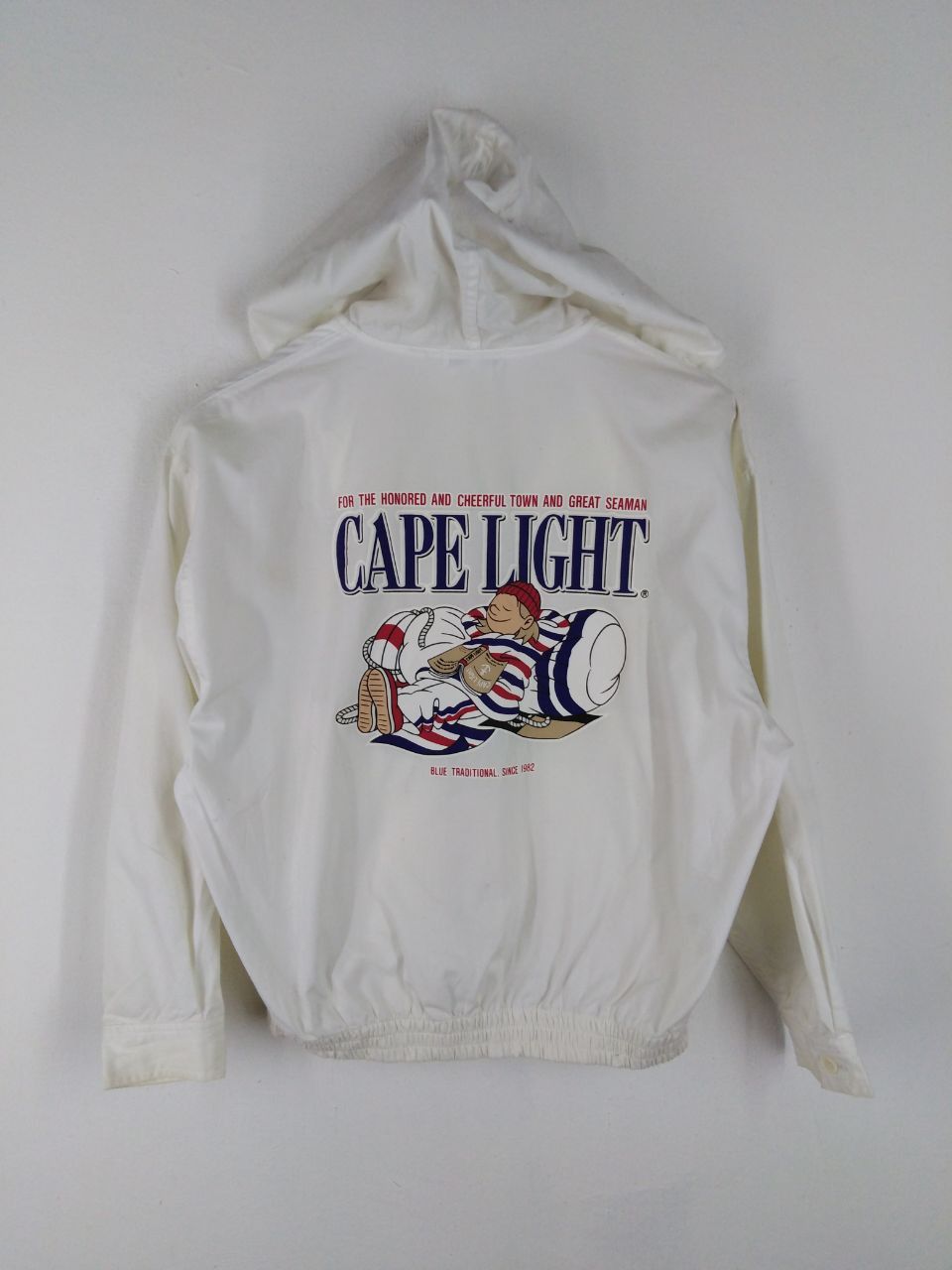 image of Vintage Cape Light Zipper White Jacket Hoodie, Men's (Size Medium)