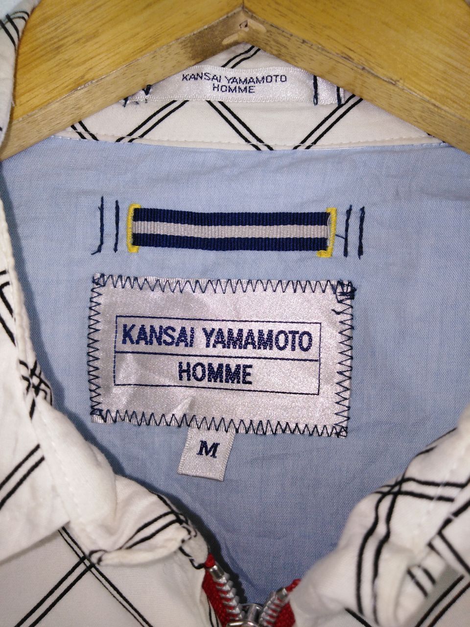 Japanese Brand × Kansai Yamamoto CROSS STRIPE KANSAI YAMAMOTO HOMME ZIPPER WHITE JACKET Size US M / EU 48-50 / 2 - 3 Thumbnail