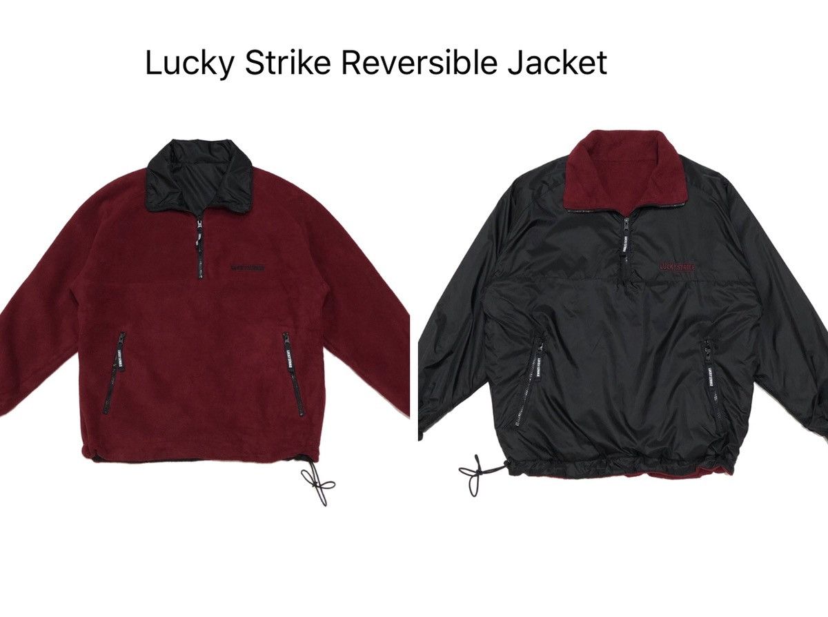 Japanese Brand LUCKY STRIKE Fleece Reversible Nylon 2ways Jacket Size US M / EU 48-50 / 2 - 1 Thumbnail