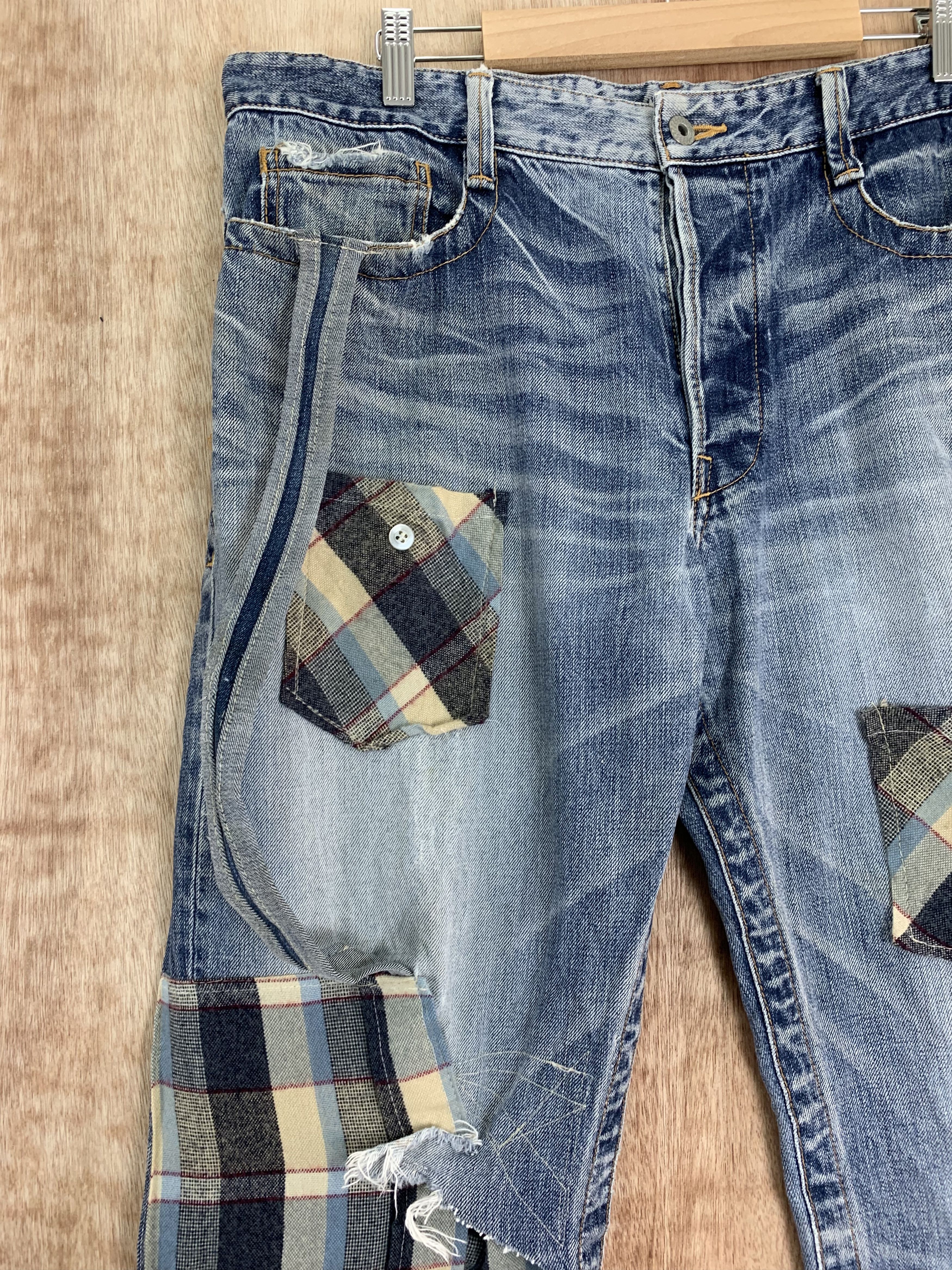 Japanese Brand 💥Parachuted💥Distressed Denim Bayvi Reconstructed Vintage Size US 35 - 7 Thumbnail