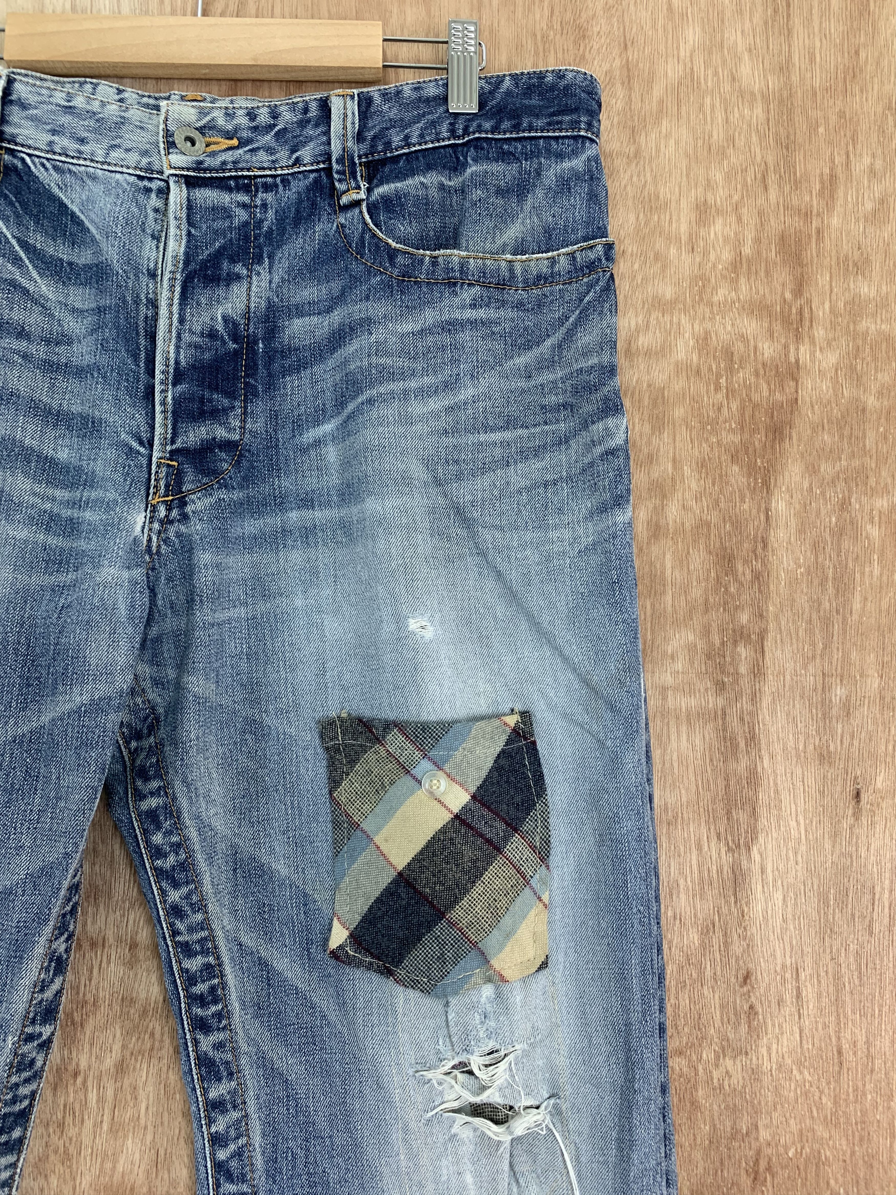 Japanese Brand 💥Parachuted💥Distressed Denim Bayvi Reconstructed Vintage Size US 35 - 6 Thumbnail