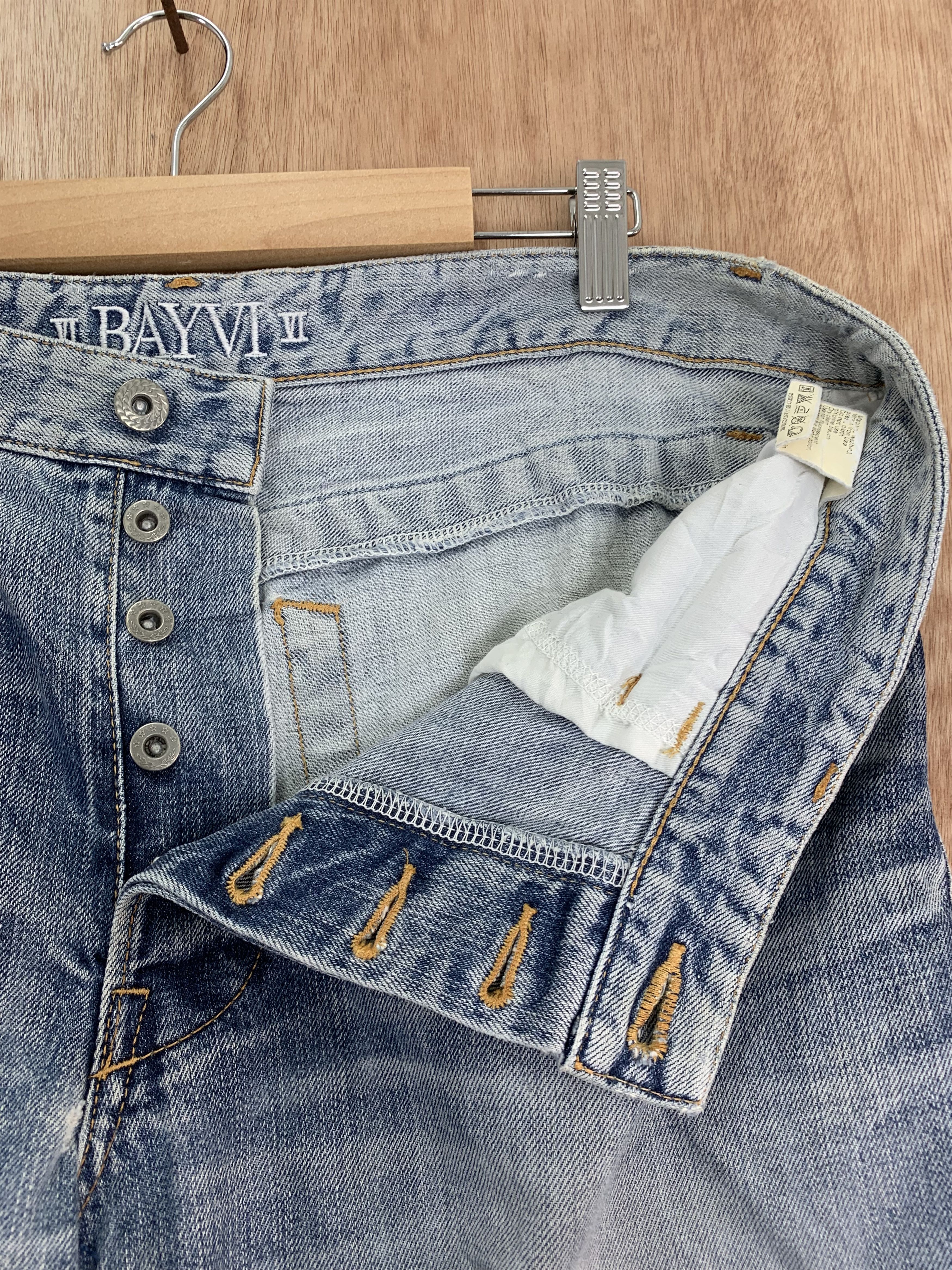 Japanese Brand 💥Parachuted💥Distressed Denim Bayvi Reconstructed Vintage Size US 35 - 10 Thumbnail