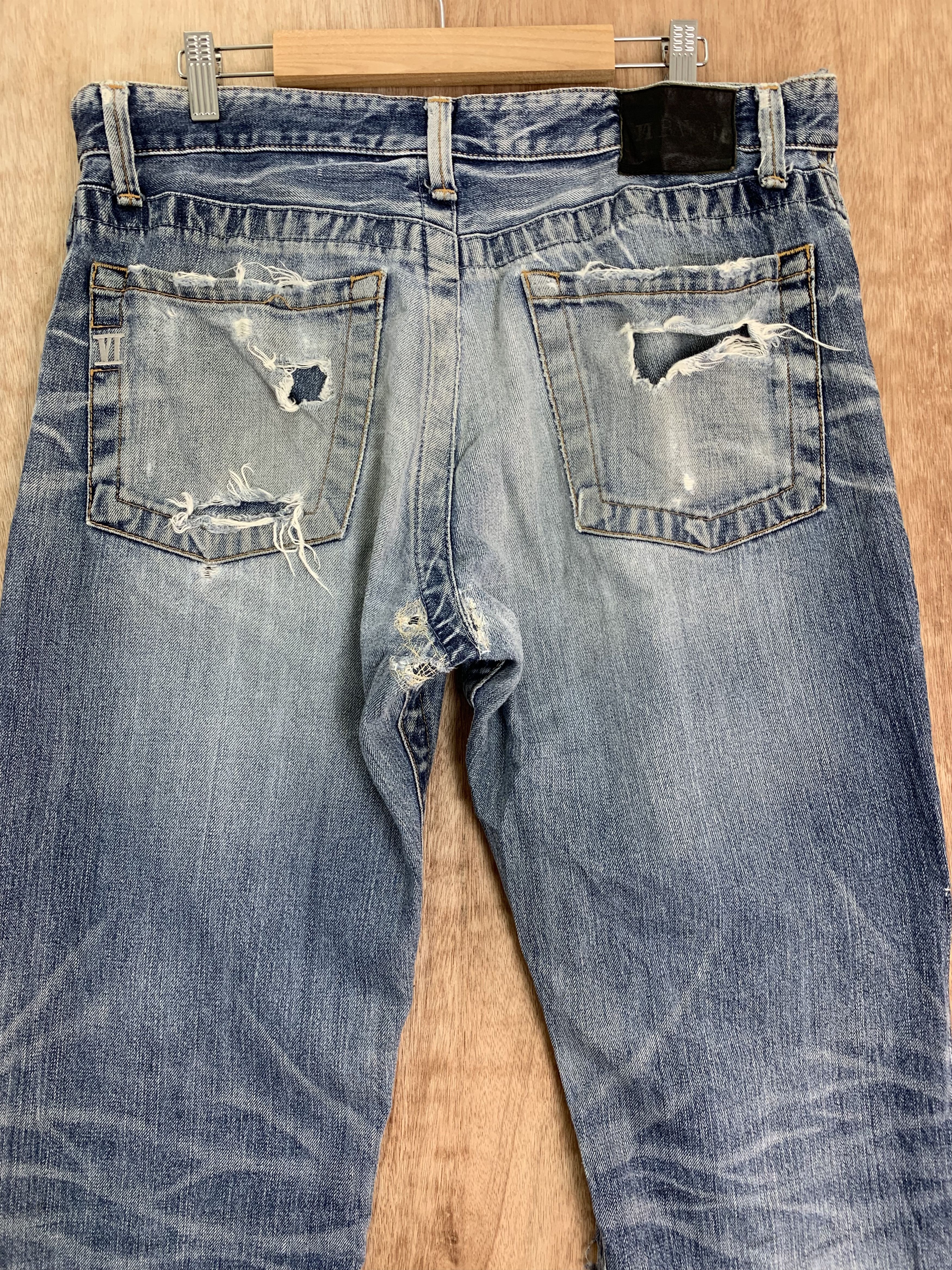 Japanese Brand 💥Parachuted💥Distressed Denim Bayvi Reconstructed Vintage Size US 35 - 13 Thumbnail