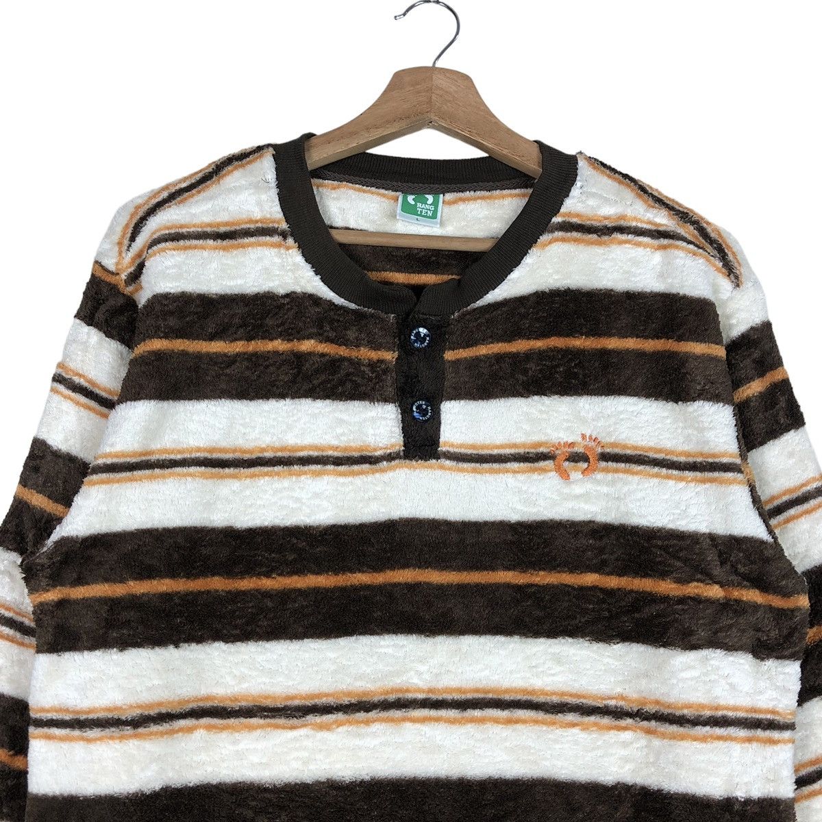 Hang Ten Vintage Y2K Hang Ten Iconic Colour Stripe Long Sleeve Fleece Size US L / EU 52-54 / 3 - 2 Thumbnail