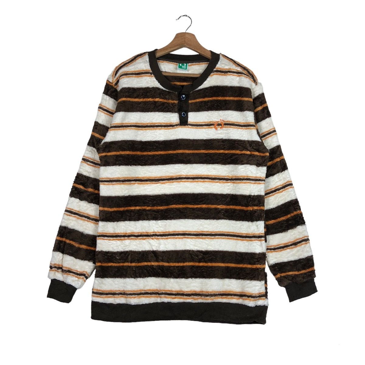 Hang Ten Vintage Y2K Hang Ten Iconic Colour Stripe Long Sleeve Fleece Size US L / EU 52-54 / 3 - 1 Thumbnail