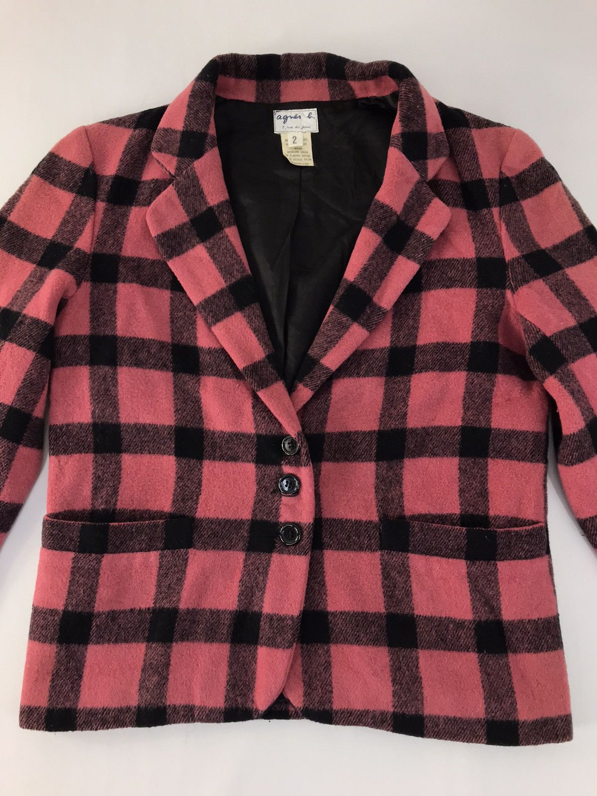 agnes b. Rue De Jour Made in France Plaid Checked Tartan Coat Jacket Size M / US 6-8 / IT 42-44 - 3 Thumbnail