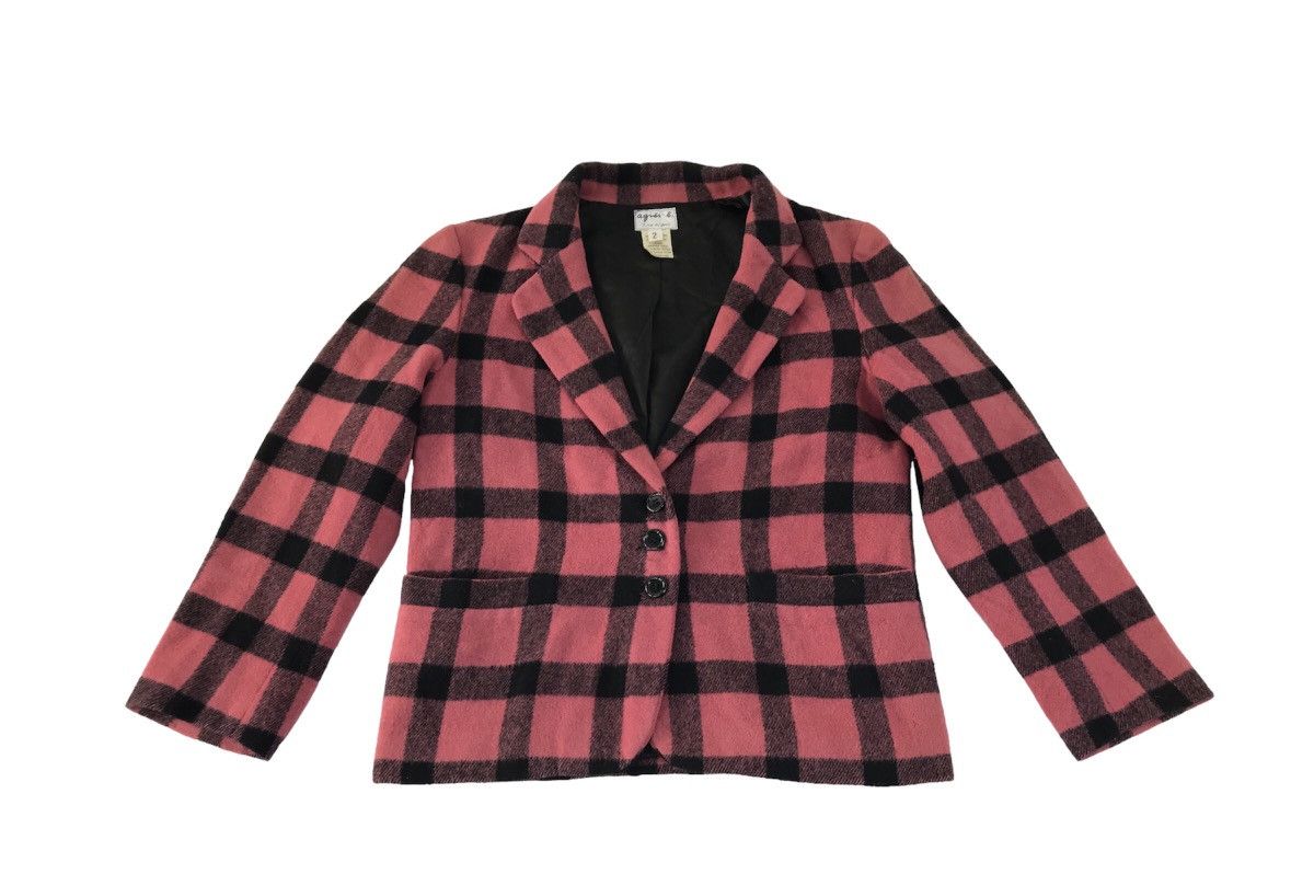 agnes b. Rue De Jour Made in France Plaid Checked Tartan Coat Jacket Size M / US 6-8 / IT 42-44 - 1 Thumbnail