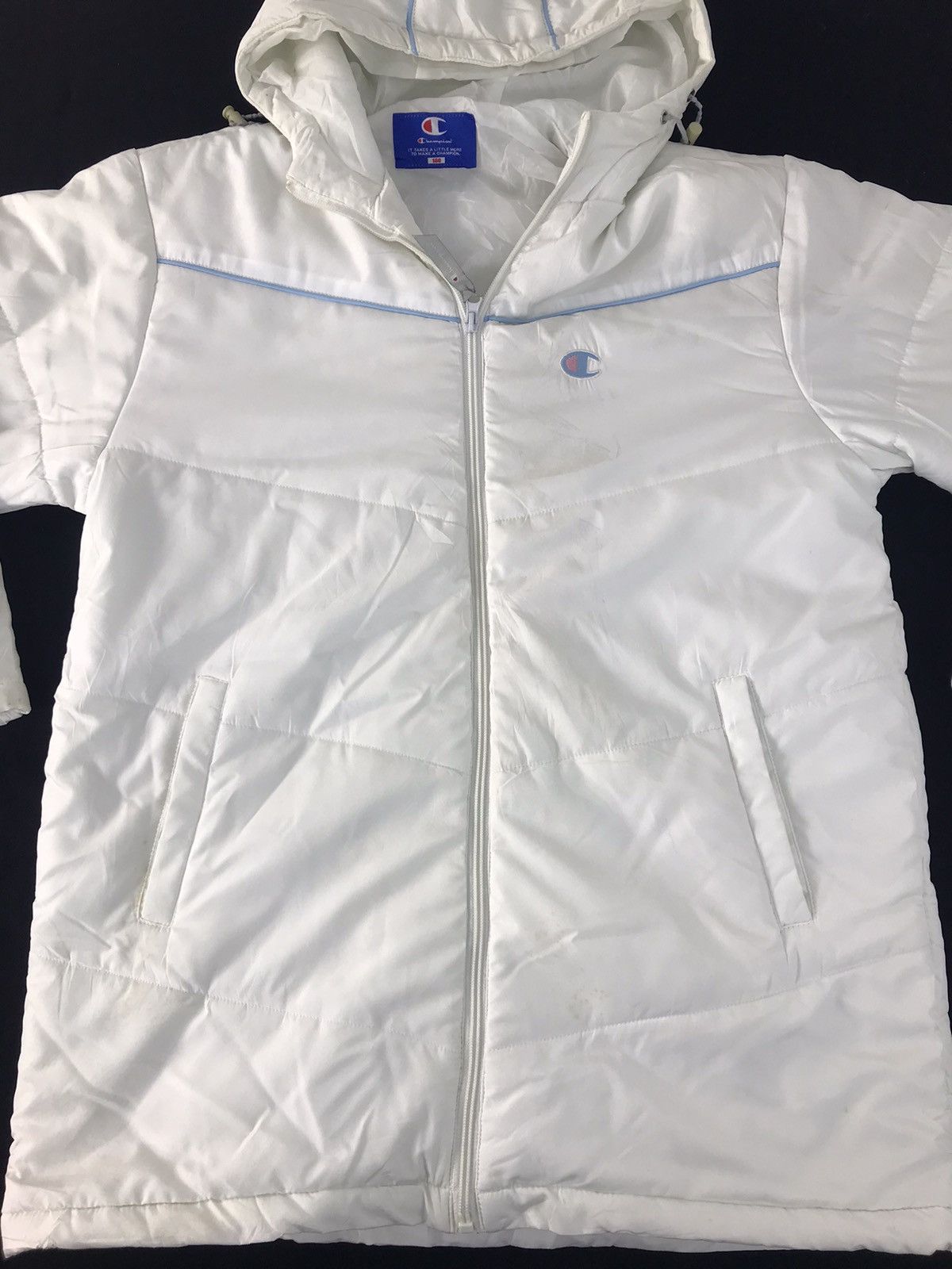 Champion × Vintage Champion Quilted Hoodies Jacket Big Logo Full Zip K2048j Size US M / EU 48-50 / 2 - 4 Thumbnail