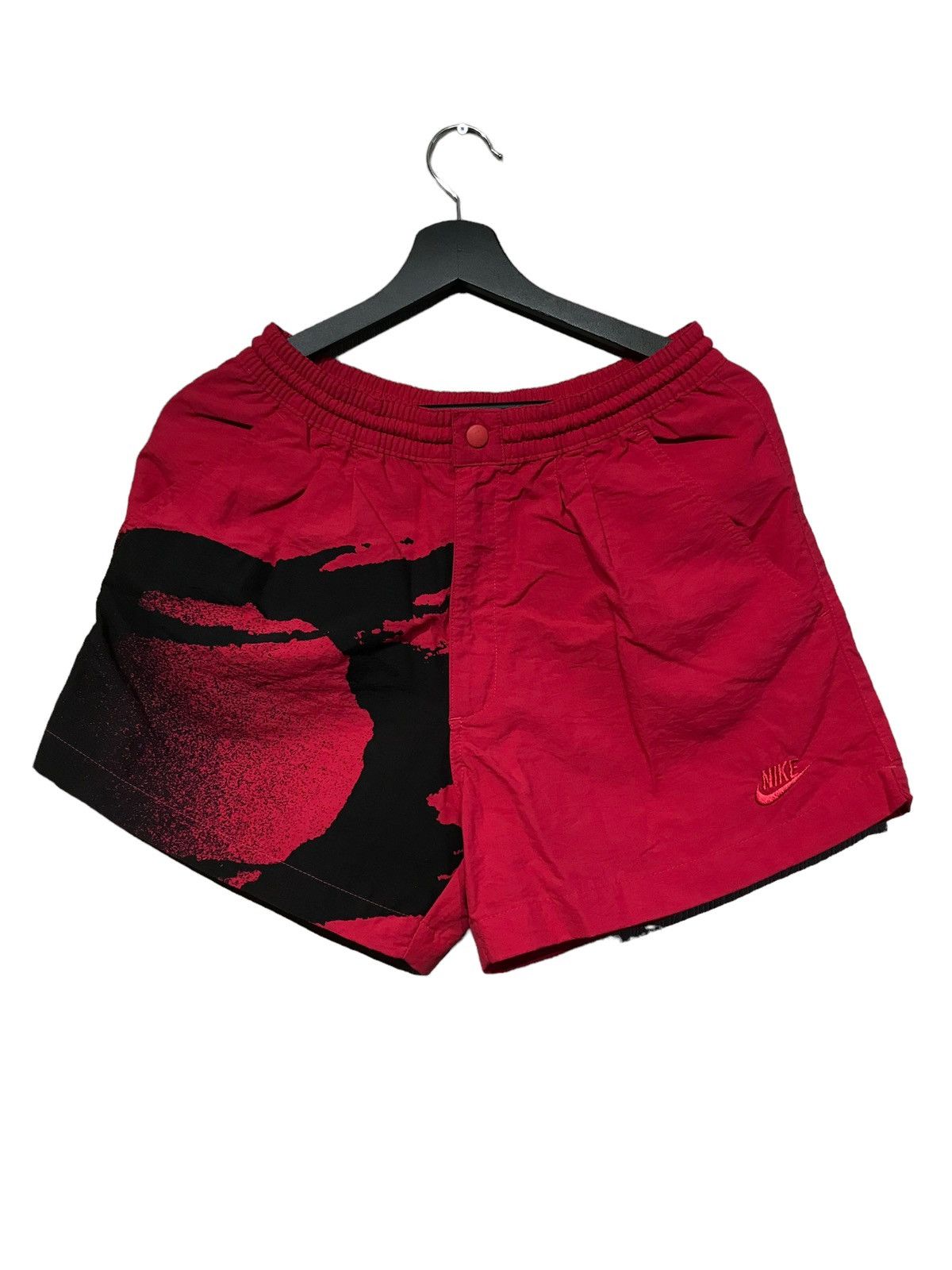 Vintage Vintage 1990s Retro Nike Red Nylon Challenge Court Shorts Size US 32 / EU 48 - 1 Thumbnail