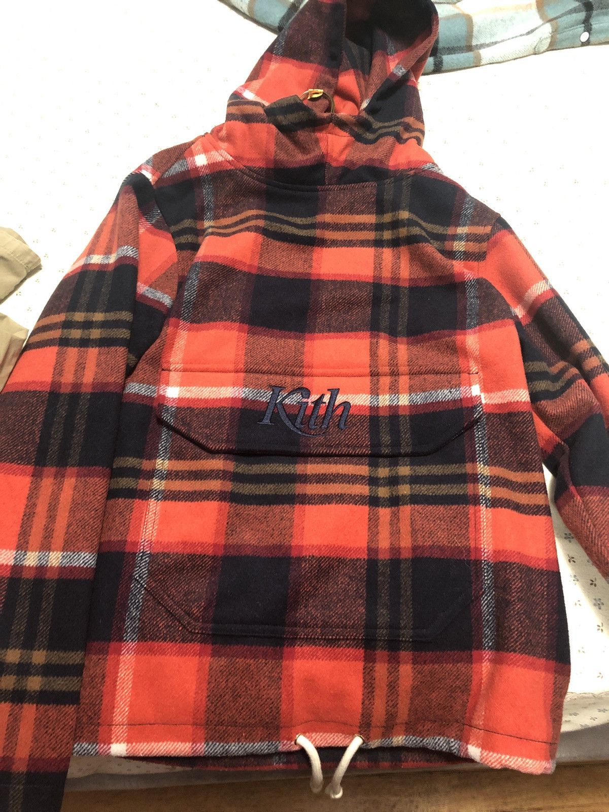 image of Kith Plaid "harrison" Wool Pullover Sweatshirt in Orange, Men's (Size XS)