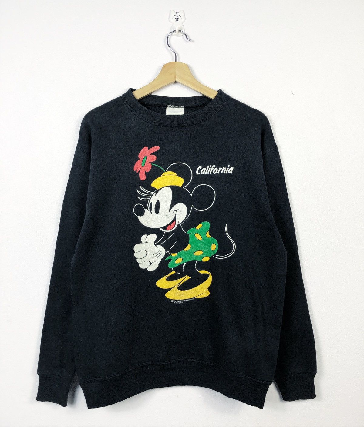 image of Disney x Mickey Mouse Vintage 90's Minnie Mouse California Sweatshirt in Black, Men's (Size Medium)