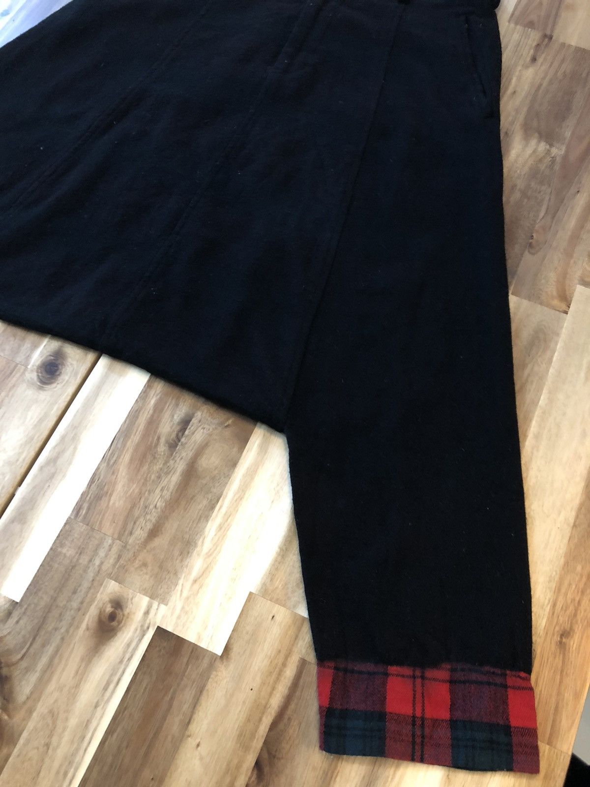 CDG by Comme des Garcons Boiled Black & Plaid Wool Sarouel Cropped Pants Size US 32 / EU 48 - 4 Thumbnail