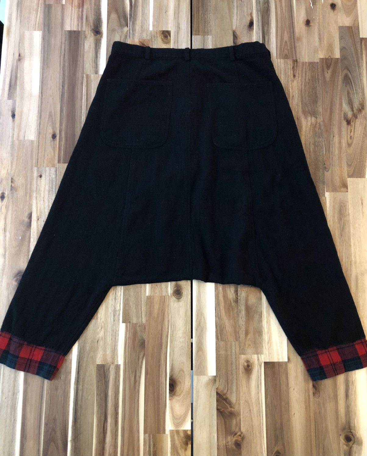 CDG by Comme des Garcons Boiled Black & Plaid Wool Sarouel Cropped Pants Size US 32 / EU 48 - 2 Thumbnail