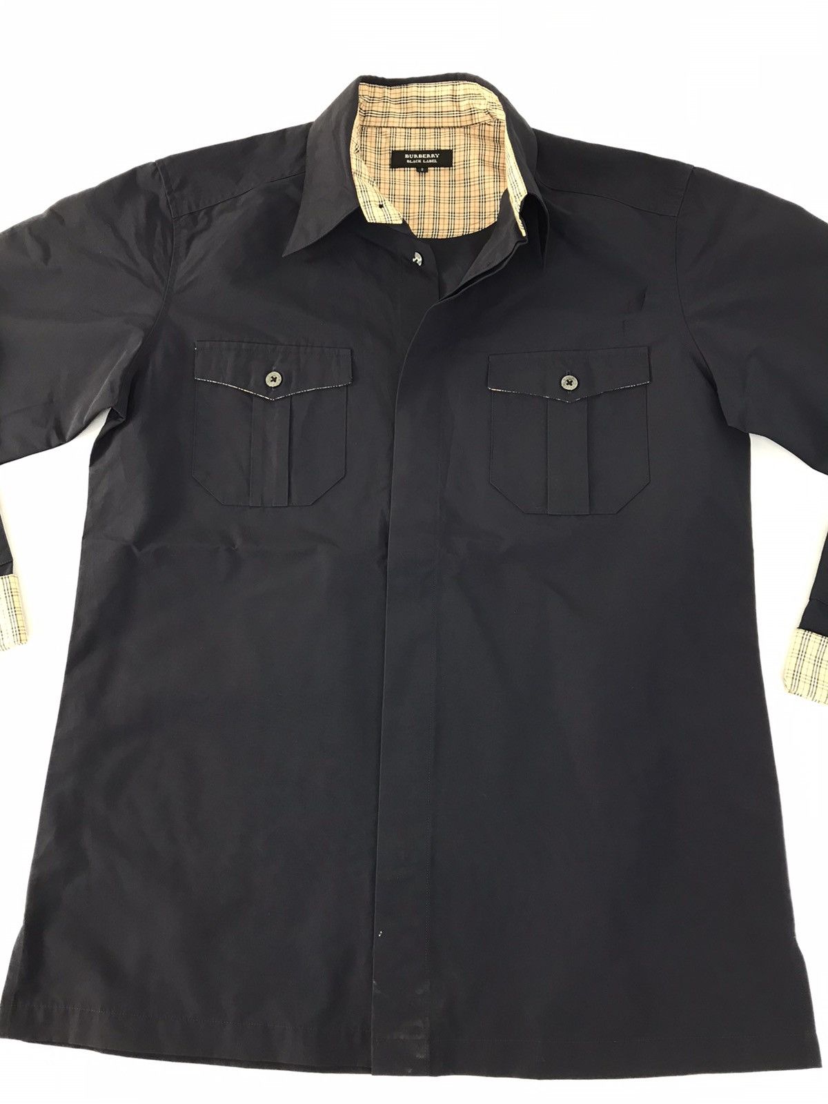 Burberry Black Label Nova Check Monogram Button Up R363j