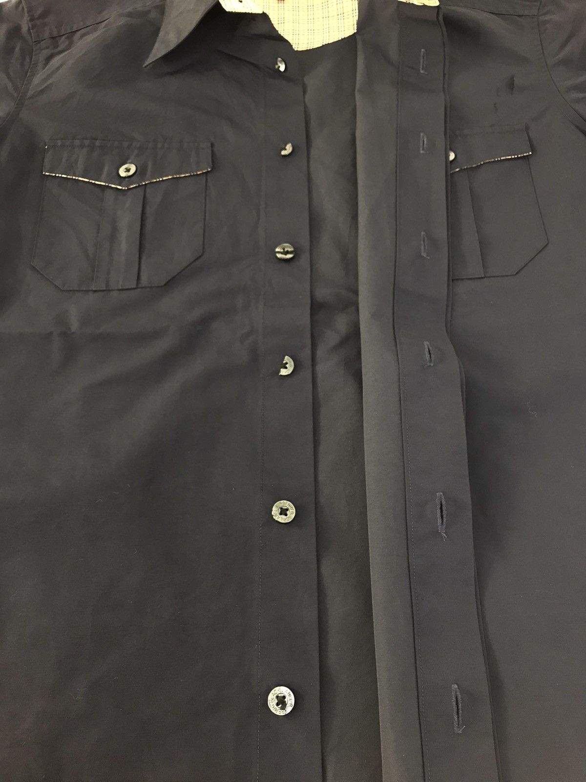 Burberry Black Label Nova Check Monogram Button Up R363j