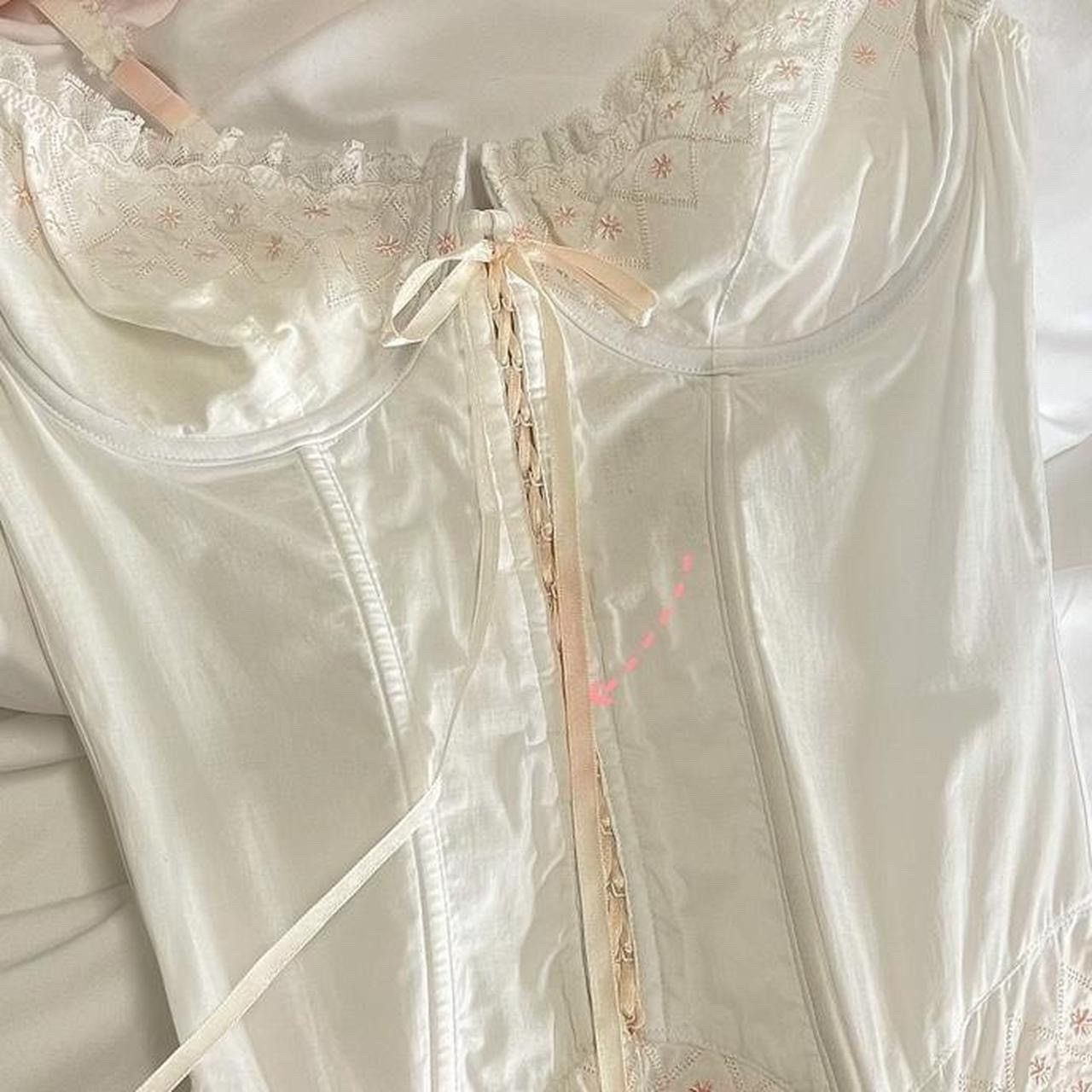 Victoria's Secret Vintage 1990's White Cotton Corset Bustier (36B/34C) Size M / US 6-8 / IT 42-44 - 4 Thumbnail