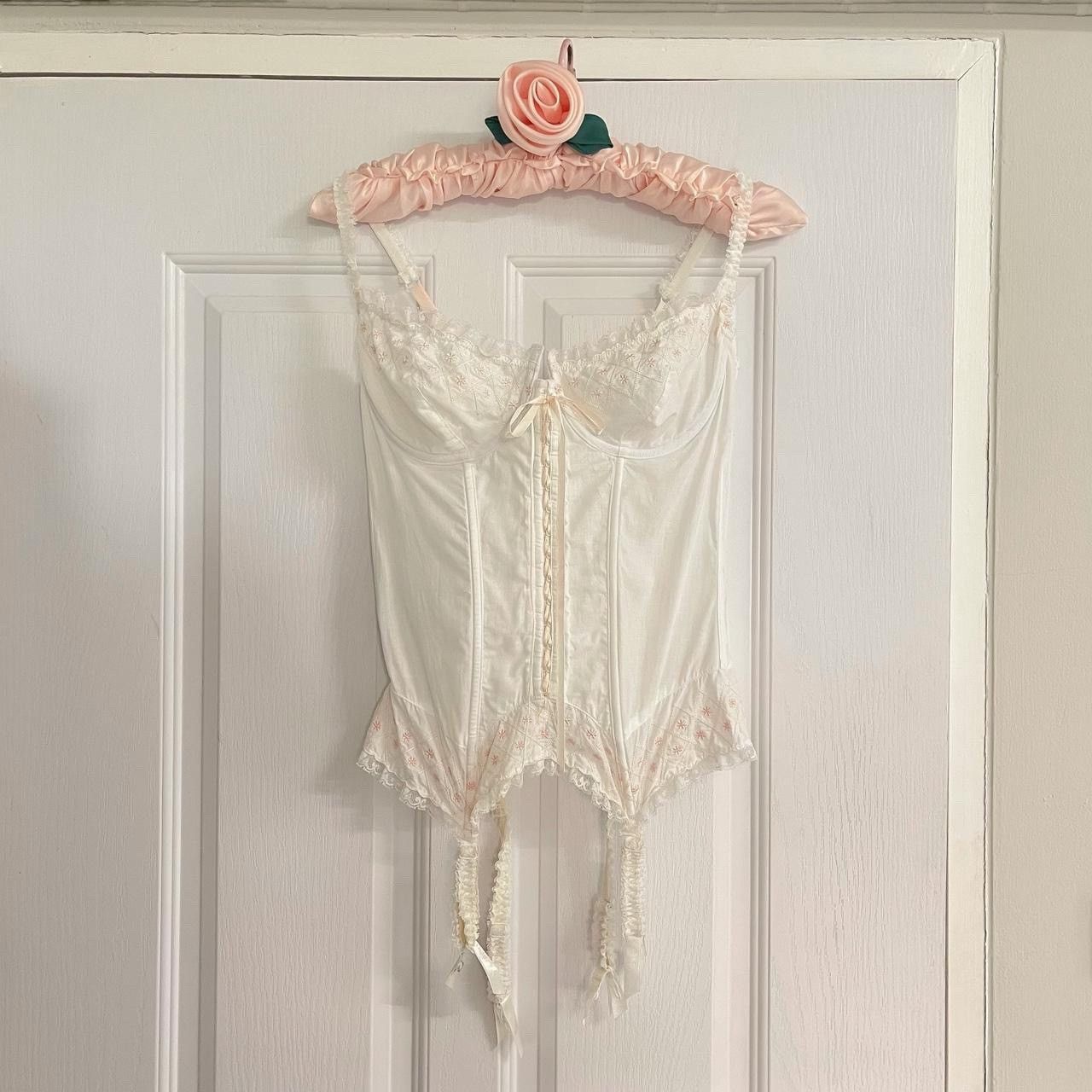 Victoria's Secret Vintage 1990's White Cotton Corset Bustier (36B/34C) Size M / US 6-8 / IT 42-44 - 1 Thumbnail