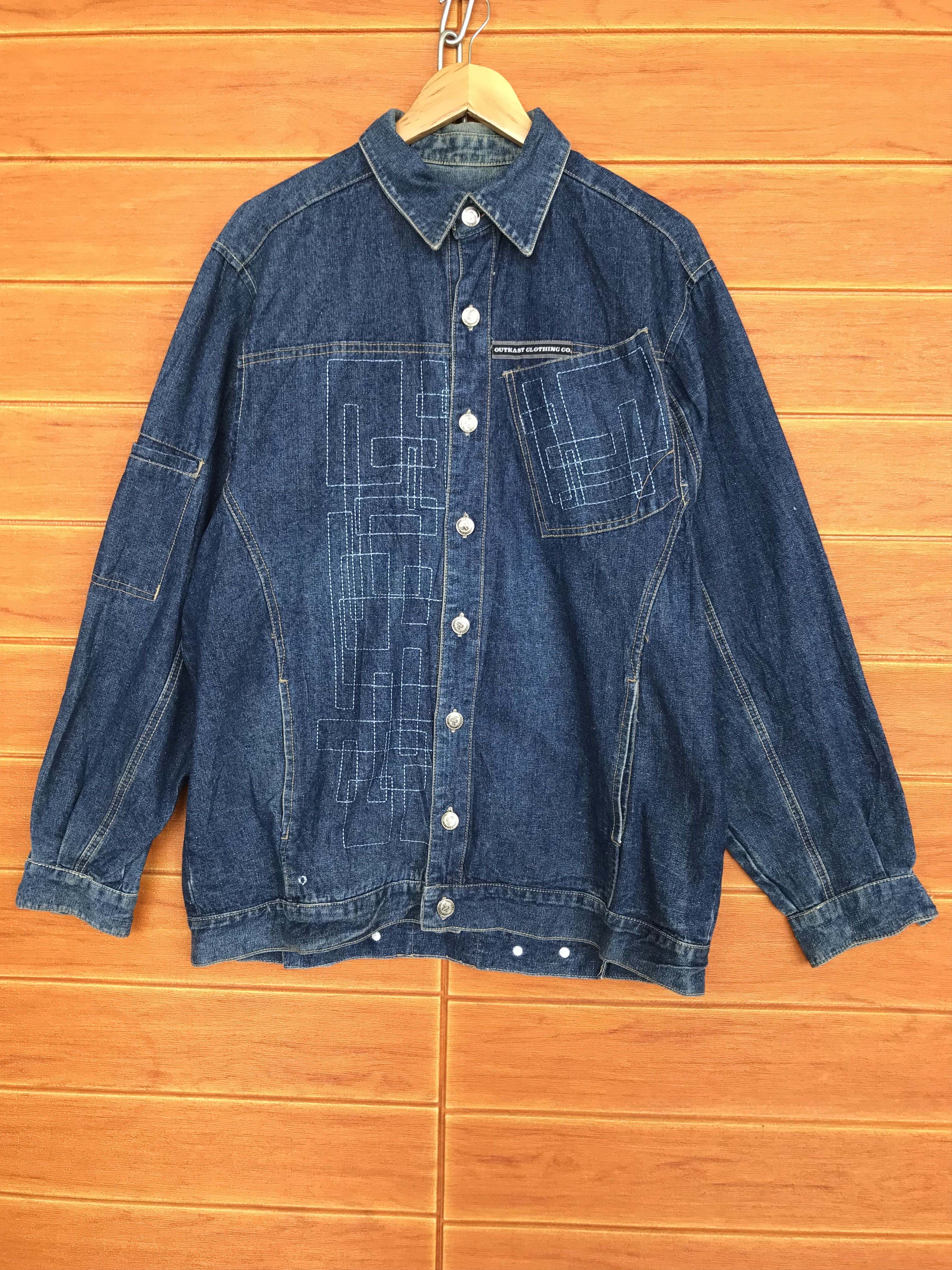 Vintage Baggy Jeans Outkash Embroidered Work Denim Jacket Y2k Size US XL / EU 56 / 4 - 2 Thumbnail