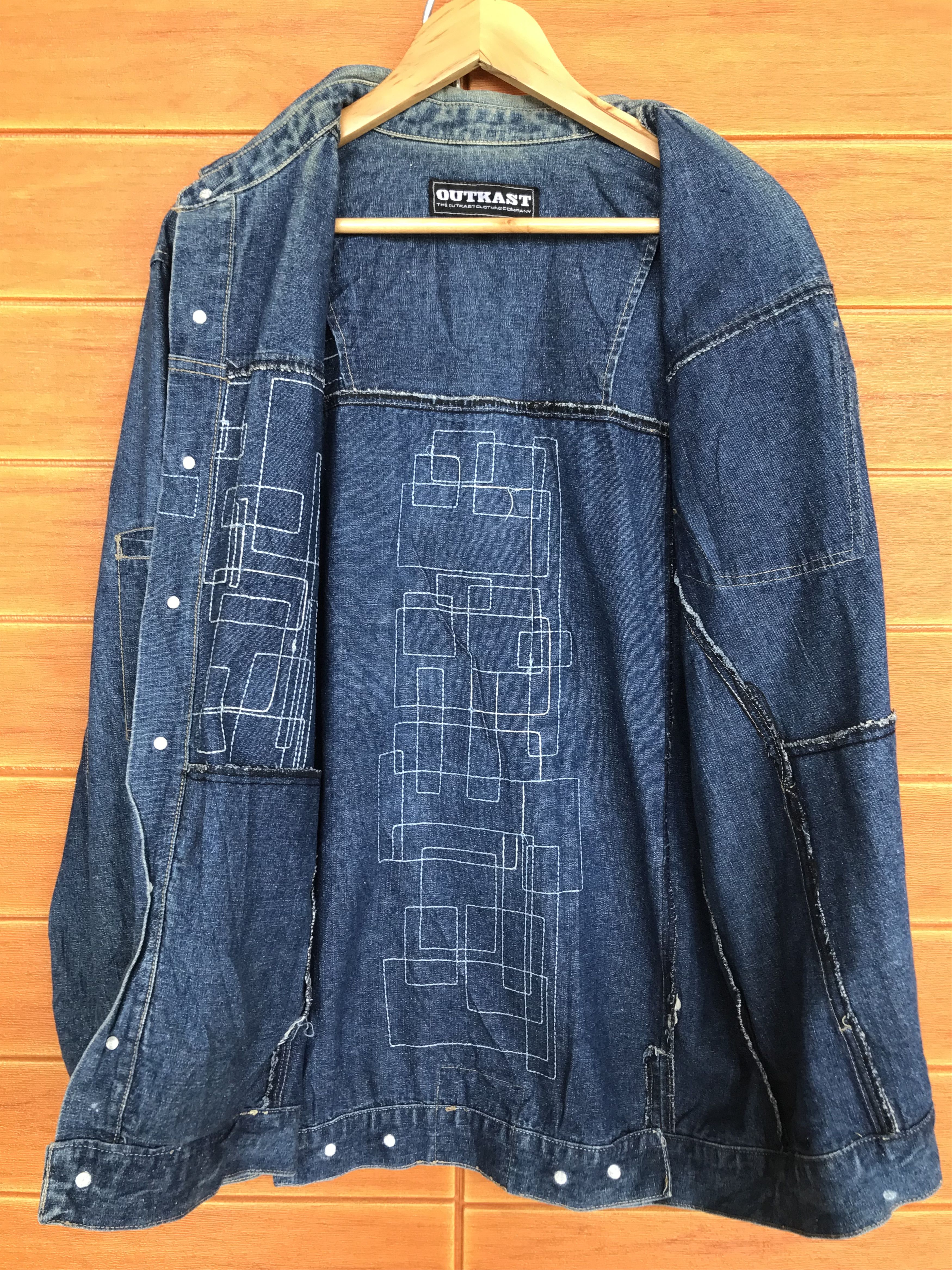 Outkast Baggy Jeans Outkash Embroidered Work Denim Jacket Y2k Size US XL / EU 56 / 4 - 22 Thumbnail