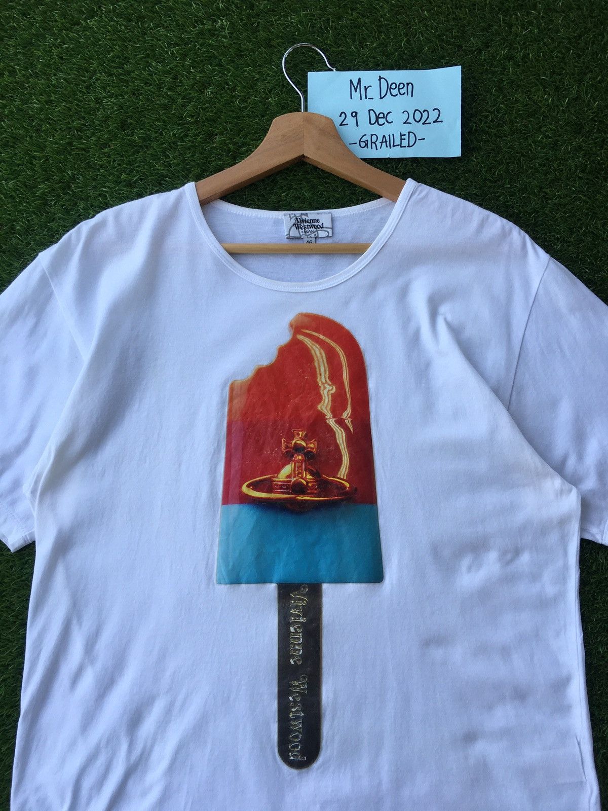image of Vintage Vivienne Westwood Ice Cream T Shirt in White, Men's (Size Medium)