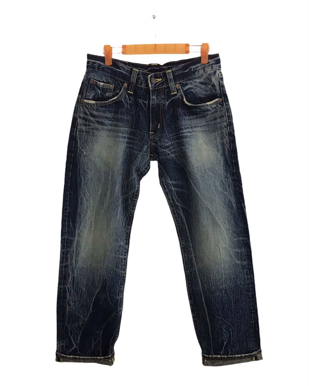 Edwin × Japanese Brand Vintage Edwin Denim Jeans Lightning Distressed Design Size US 31 - 1 Thumbnail