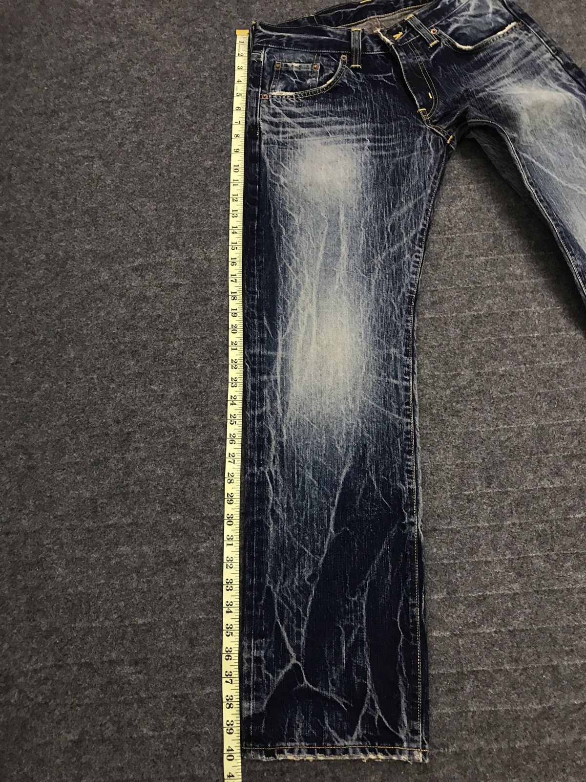 Edwin × Japanese Brand Vintage Edwin Denim Jeans Lightning Distressed Design Size US 31 - 20 Thumbnail
