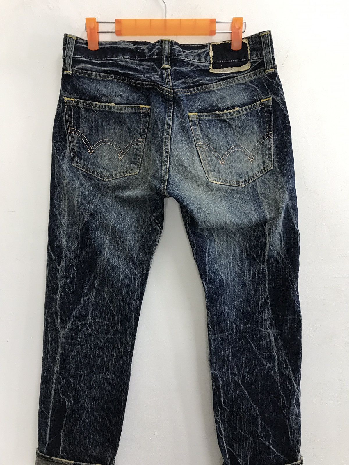 Edwin × Japanese Brand Vintage Edwin Denim Jeans Lightning Distressed Design Size US 31 - 4 Thumbnail