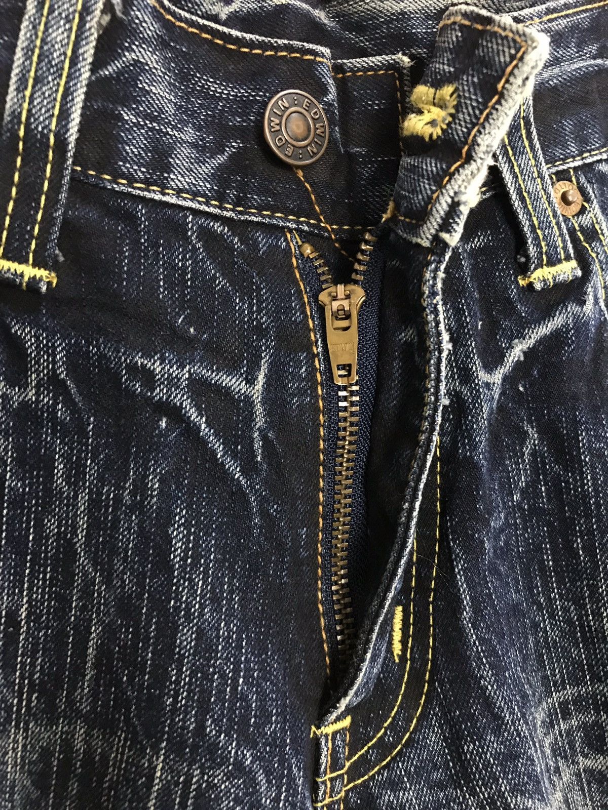 Edwin × Japanese Brand Vintage Edwin Denim Jeans Lightning Distressed Design Size US 31 - 7 Thumbnail