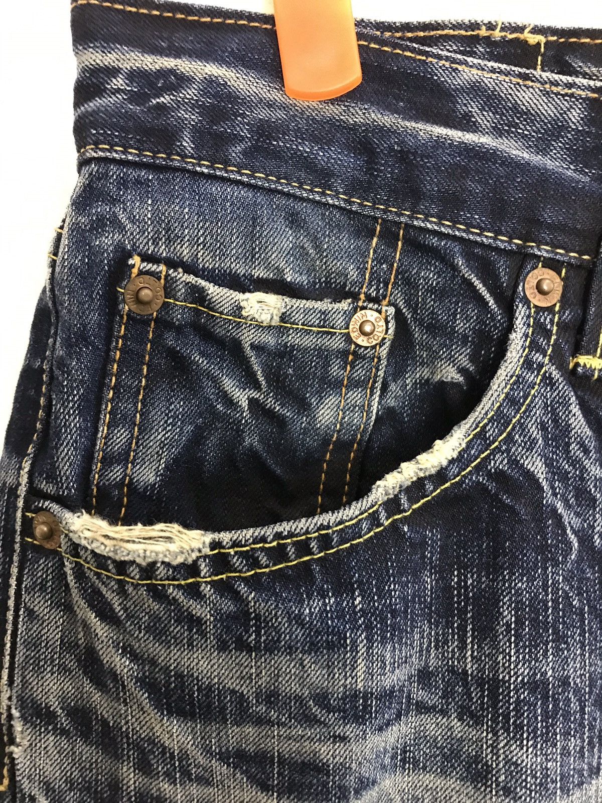 Edwin × Japanese Brand Vintage Edwin Denim Jeans Lightning Distressed Design Size US 31 - 9 Thumbnail