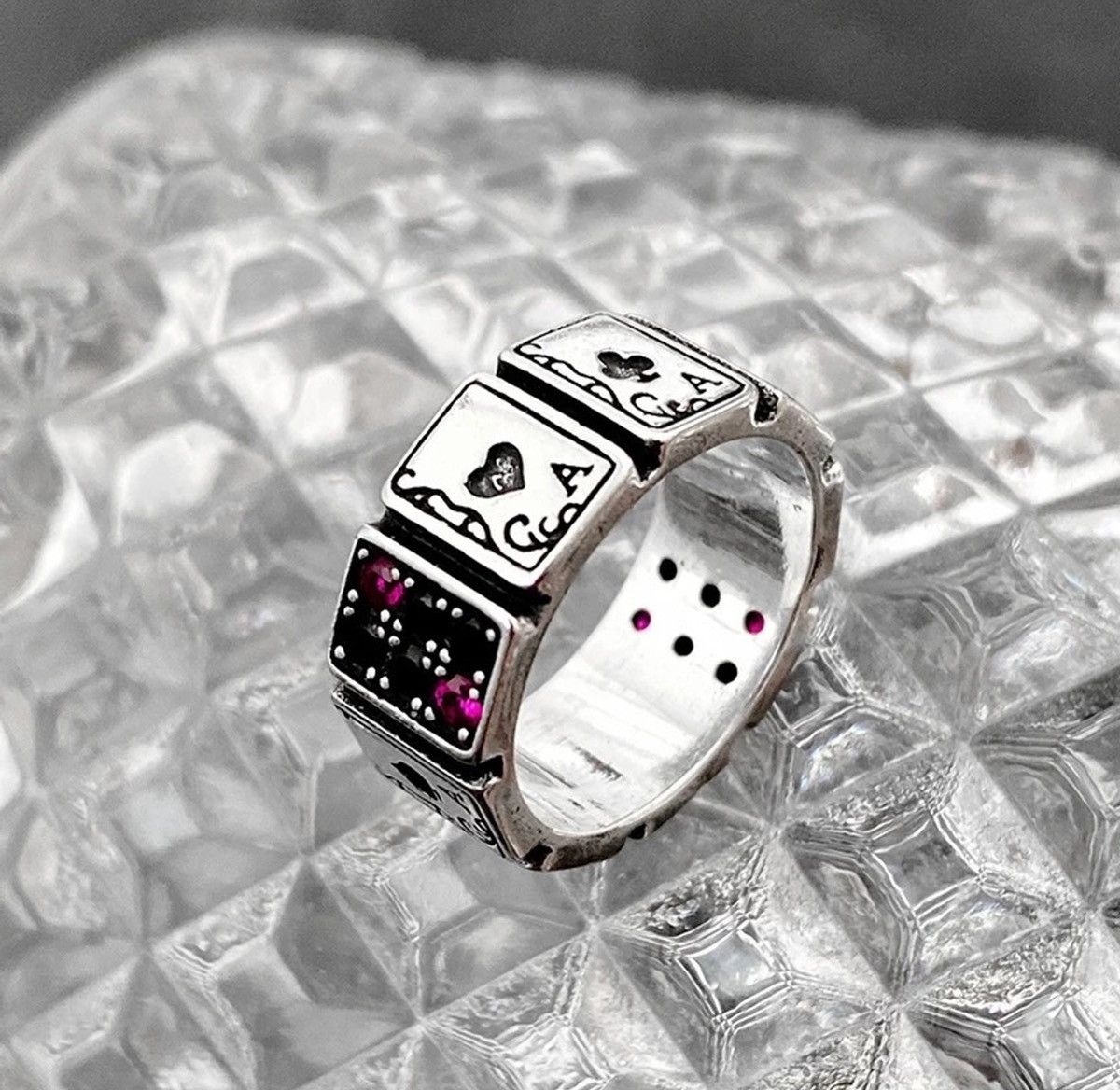 Jewelry Ace Card Playing Poker Player Spades Hearts Ring Size ONE SIZE - 7 Thumbnail