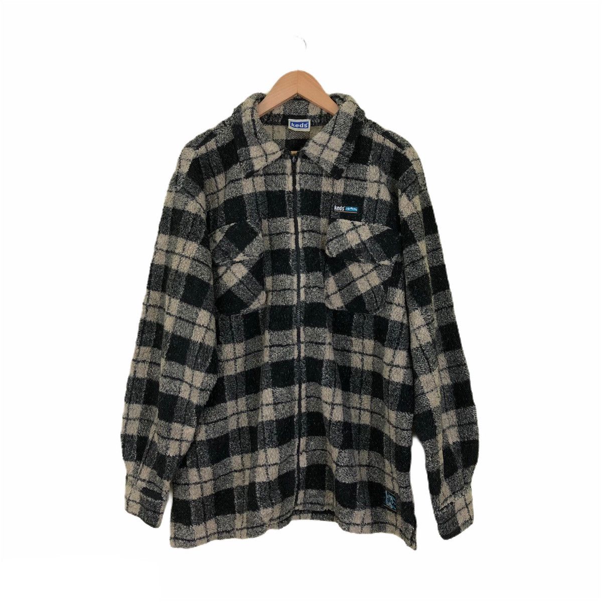 Japanese Brand Fleece Jacket Keds Zipper Jacket Tartan Design Size US L / EU 52-54 / 3 - 1 Thumbnail