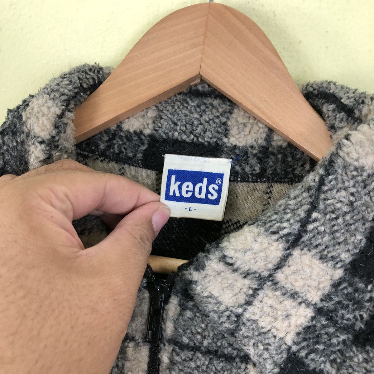 Japanese Brand Fleece Jacket Keds Zipper Jacket Tartan Design Size US L / EU 52-54 / 3 - 6 Thumbnail