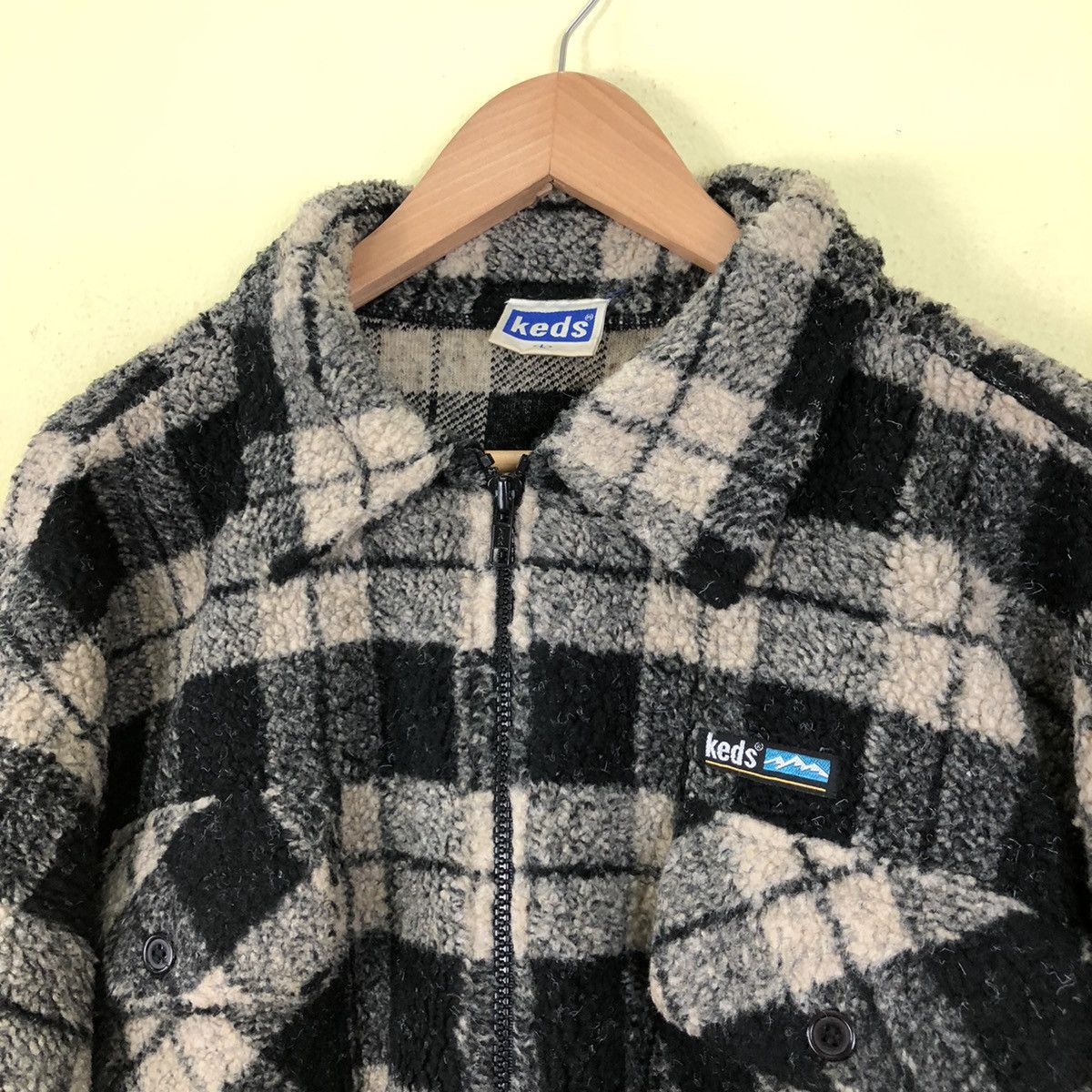 Japanese Brand Fleece Jacket Keds Zipper Jacket Tartan Design Size US L / EU 52-54 / 3 - 4 Thumbnail