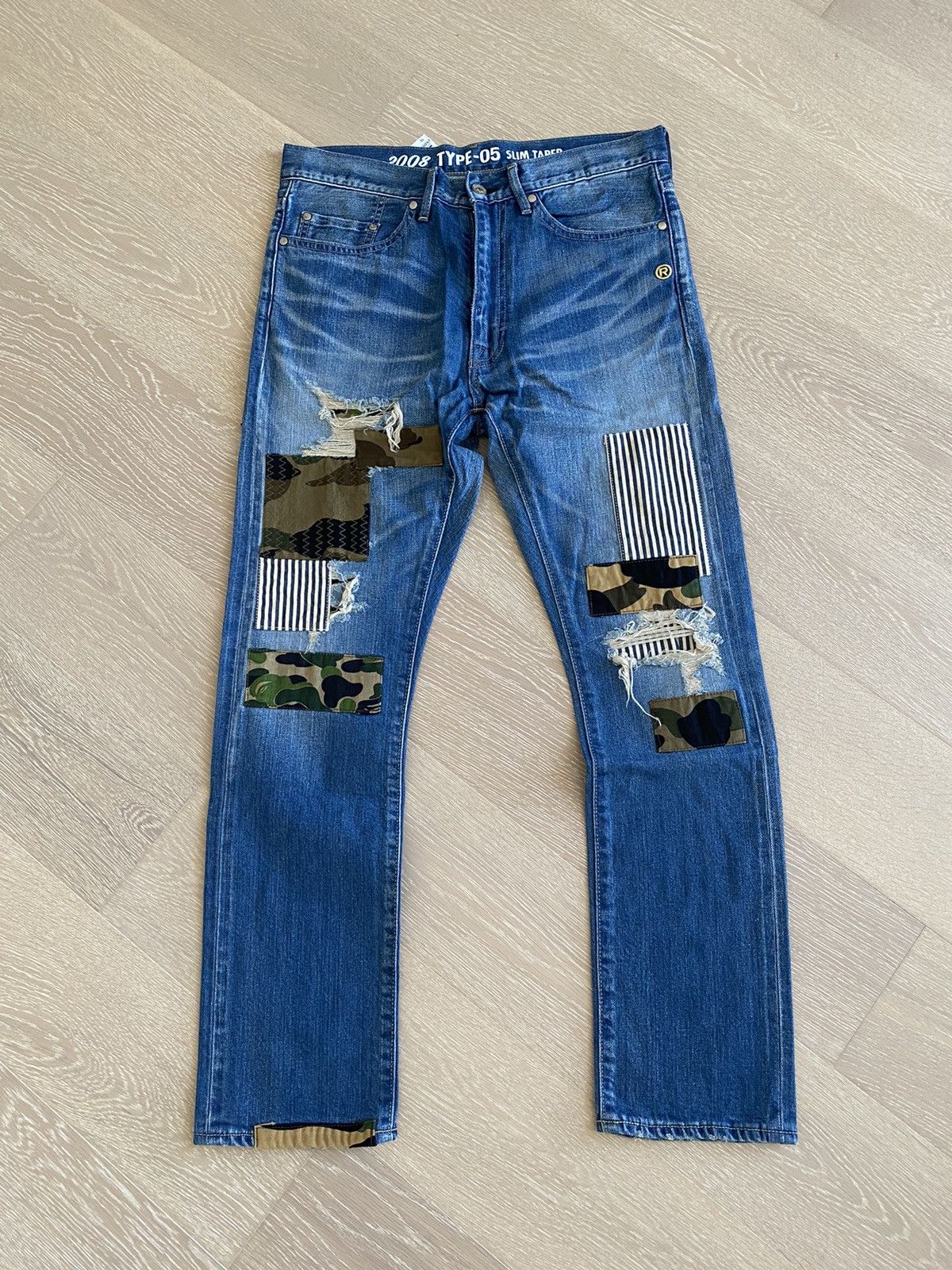 Bape Last drop - 2008 Type-05 Patchwork Selvedge Denim Size US 30 / EU 46 - 1 Thumbnail
