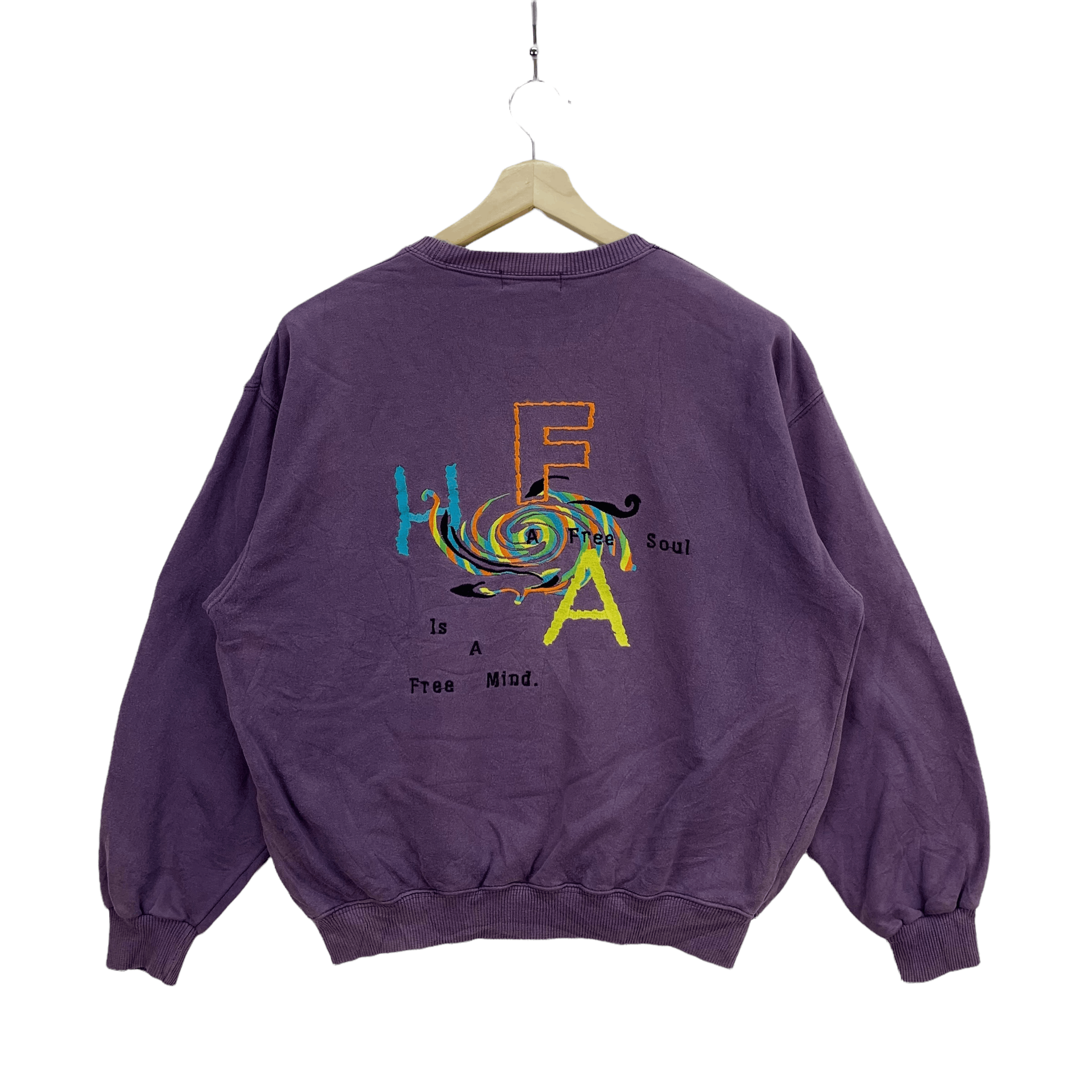 Japanese Brand Sun Faded Kasche A Free Soul Logo Sweatshirts #3839-133 Size US L / EU 52-54 / 3 - 1 Thumbnail
