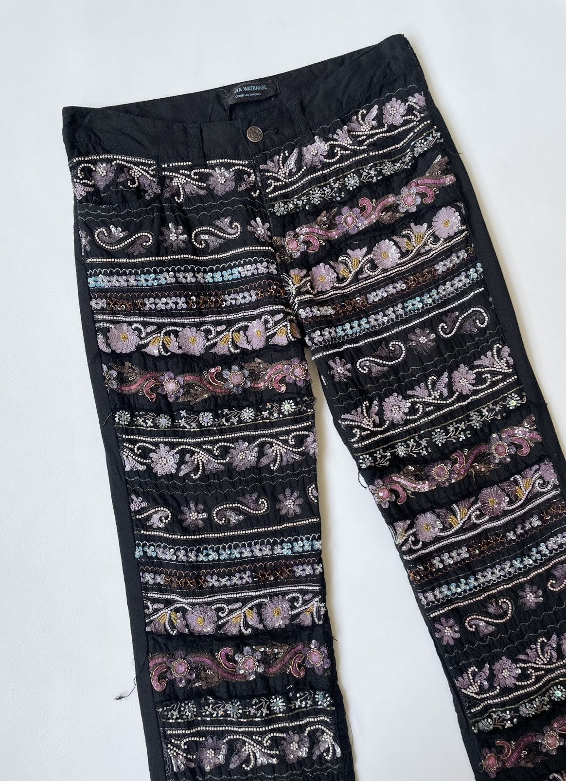 Comme des Garcons A/W 04 Embroidered Flared Leg Trousers Size 28" / US 6 / IT 42 - 6 Thumbnail