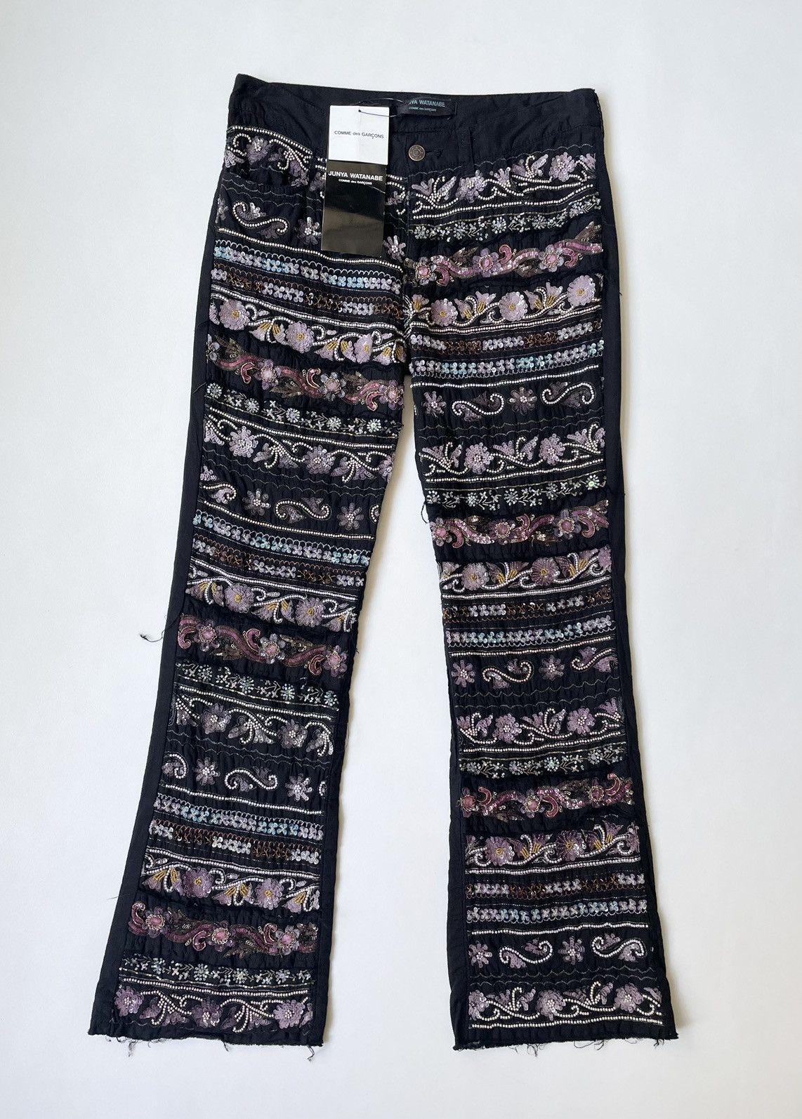 Comme des Garcons A/W 04 Embroidered Flared Leg Trousers Size 28" / US 6 / IT 42 - 17 Thumbnail