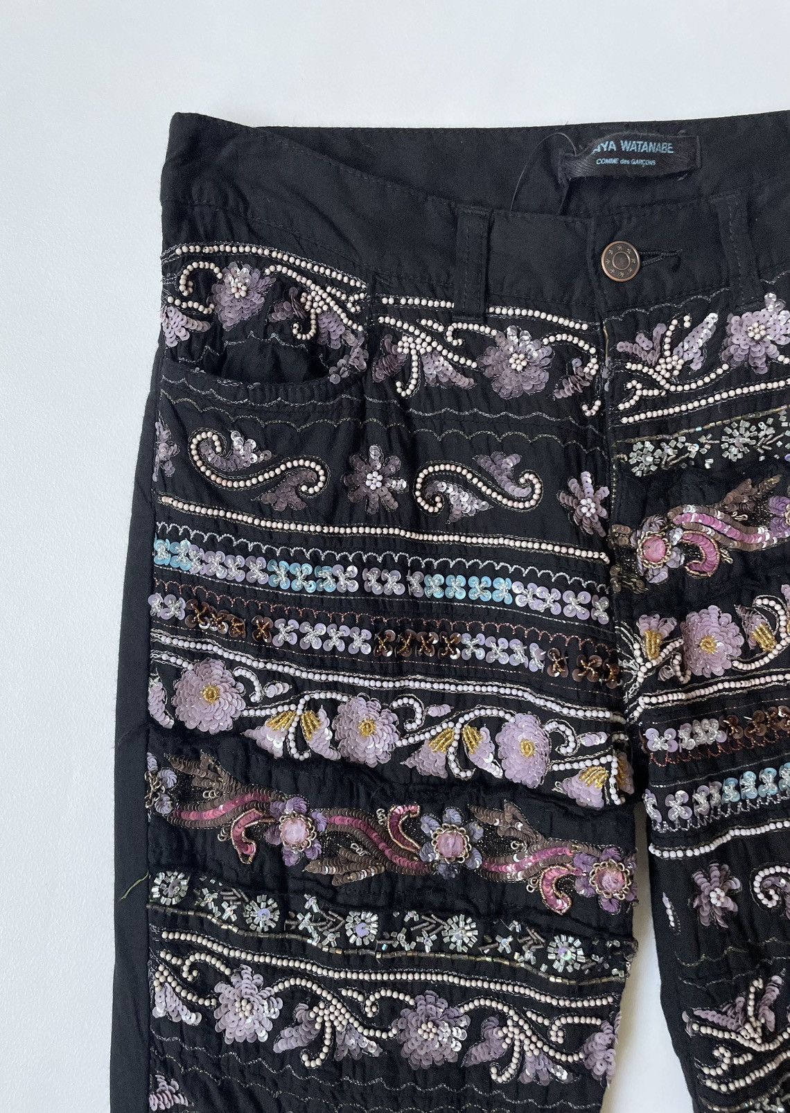 Comme des Garcons A/W 04 Embroidered Flared Leg Trousers Size 28" / US 6 / IT 42 - 2 Thumbnail