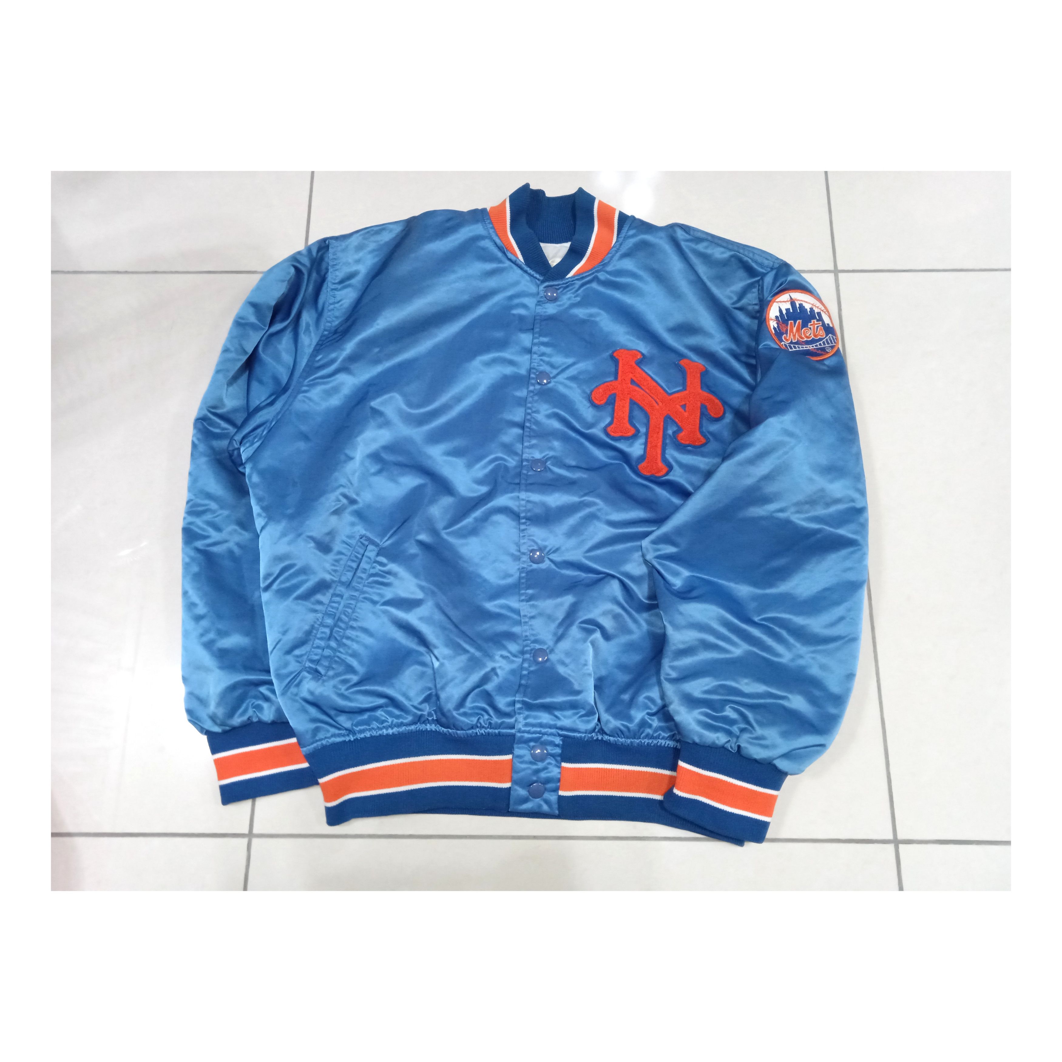 image of Mlb New York Mets Stadium Satin Jacket in Blue, Men's (Size Large)