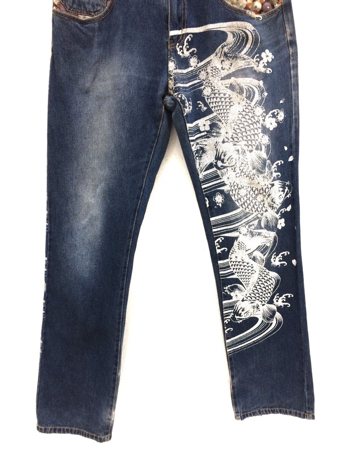 Japanese Brand Japanese Brand Embroidery Fish Koi Full Print Denim Pant Size US 32 / EU 48 - 5 Thumbnail
