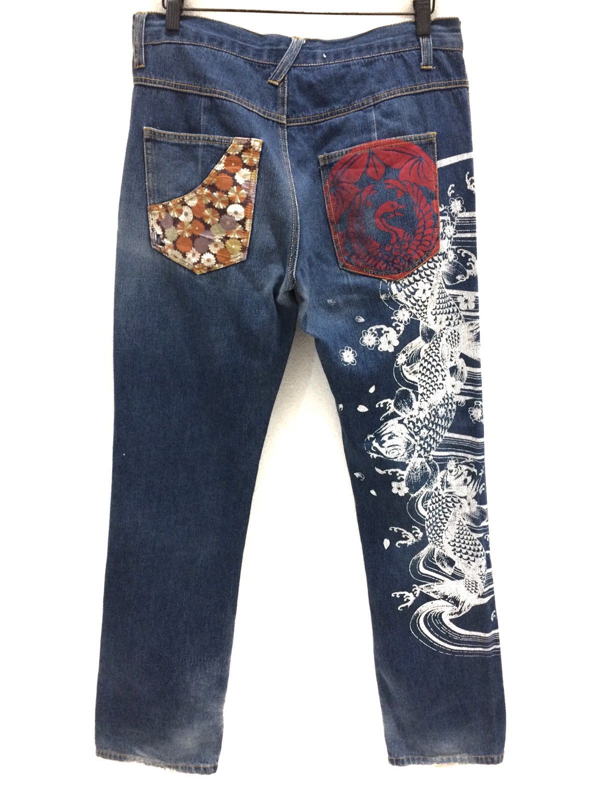 Japanese Brand Japanese Brand Embroidery Fish Koi Full Print Denim Pant Size US 32 / EU 48 - 6 Thumbnail