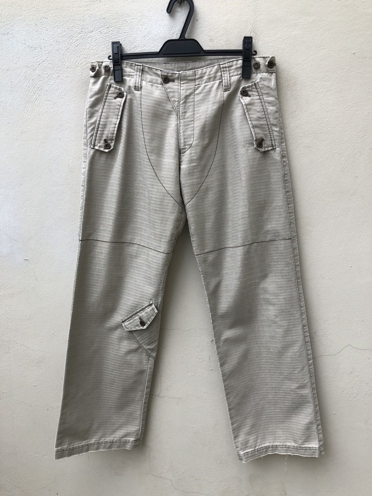 Katharine Hamnett London Distressed Striped Cargo Trouser Pant Size US 31 - 6 Thumbnail