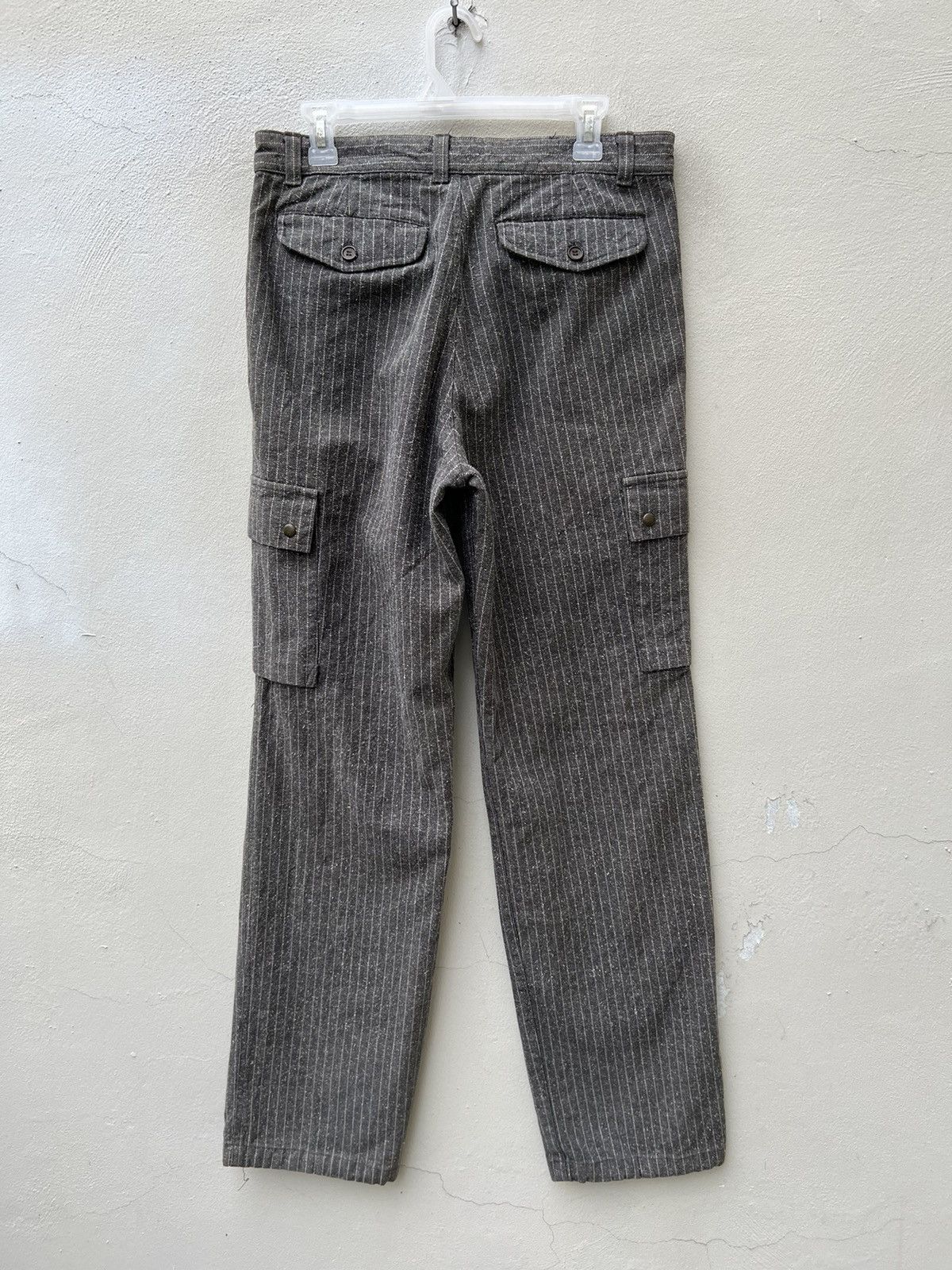 Vintage OTARIE Japan Striped Salt & Pepper Drawstring Cargo Trouser Size US 31 - 11 Thumbnail