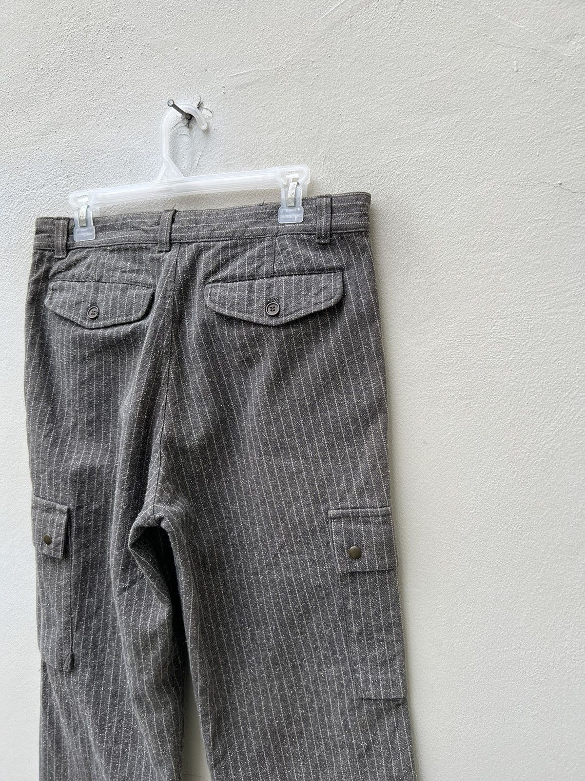 Vintage OTARIE Japan Striped Salt & Pepper Drawstring Cargo Trouser Size US 31 - 14 Thumbnail