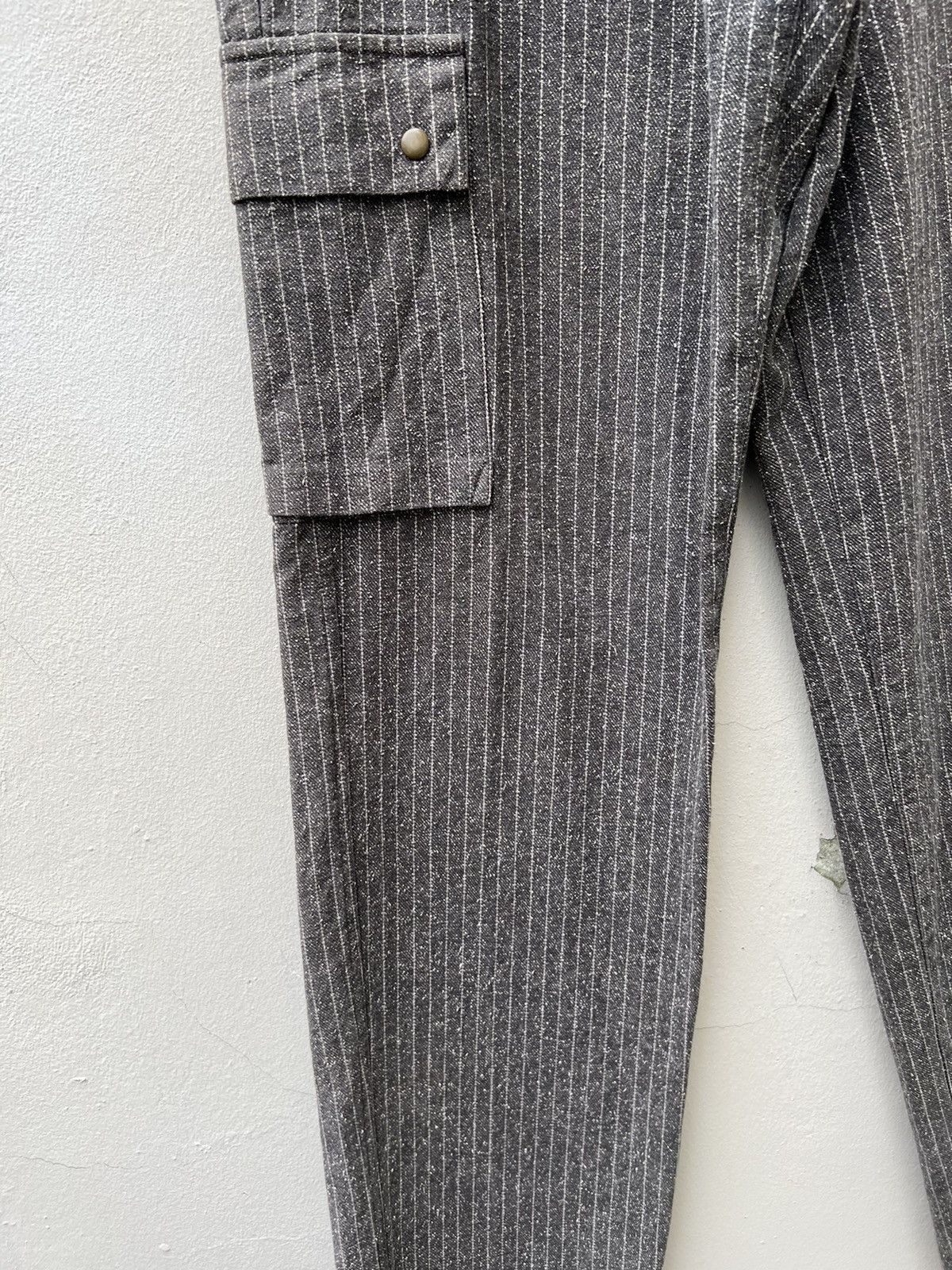 Vintage OTARIE Japan Striped Salt & Pepper Drawstring Cargo Trouser Size US 31 - 6 Thumbnail