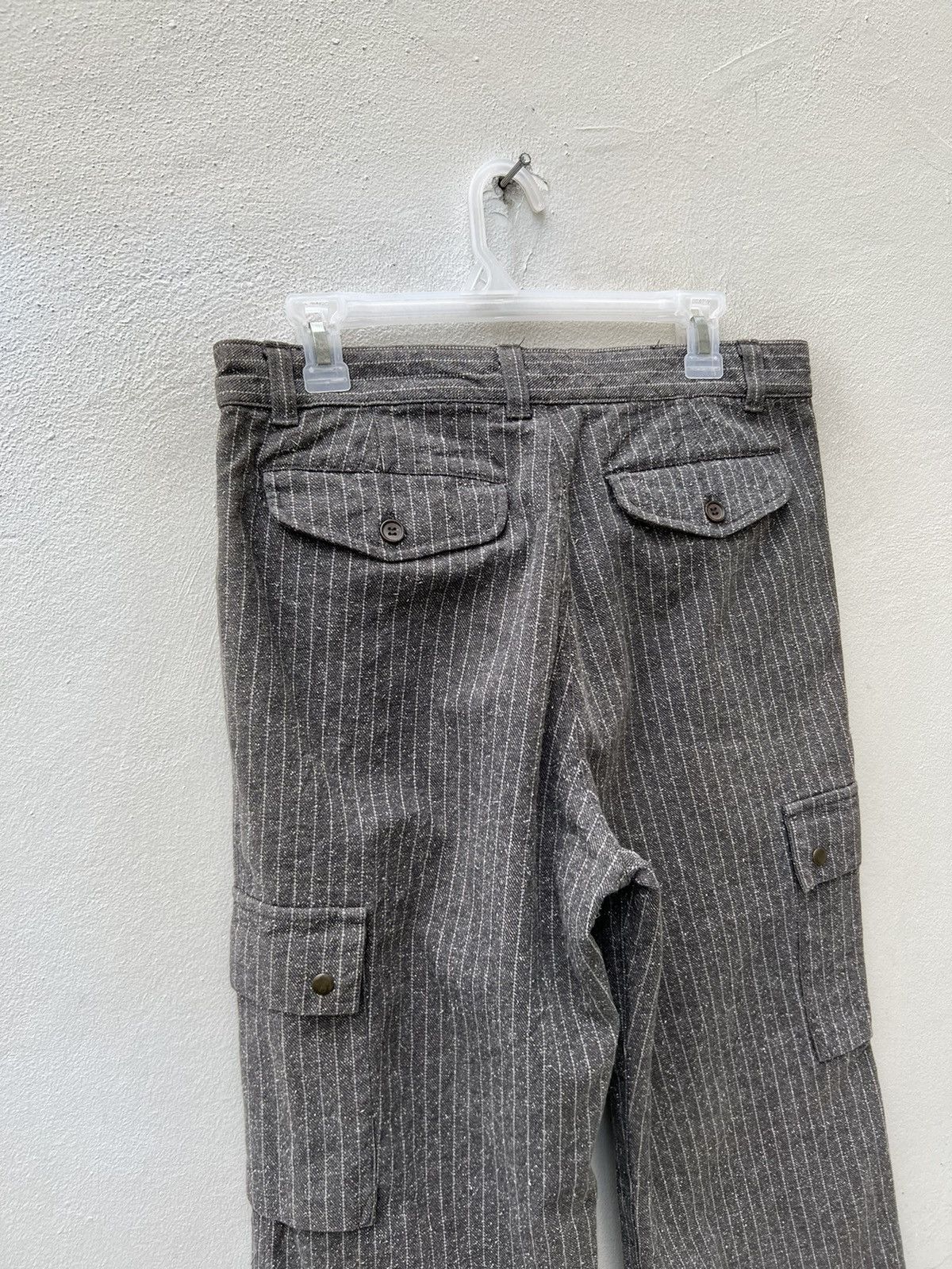 Vintage OTARIE Japan Striped Salt & Pepper Drawstring Cargo Trouser Size US 31 - 12 Thumbnail