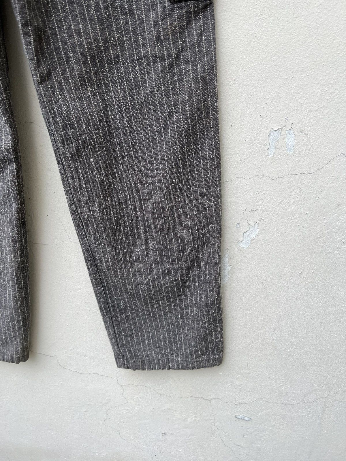 Vintage OTARIE Japan Striped Salt & Pepper Drawstring Cargo Trouser Size US 31 - 15 Thumbnail