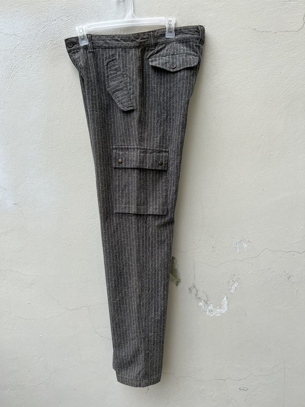 Vintage OTARIE Japan Striped Salt & Pepper Drawstring Cargo Trouser Size US 31 - 16 Thumbnail